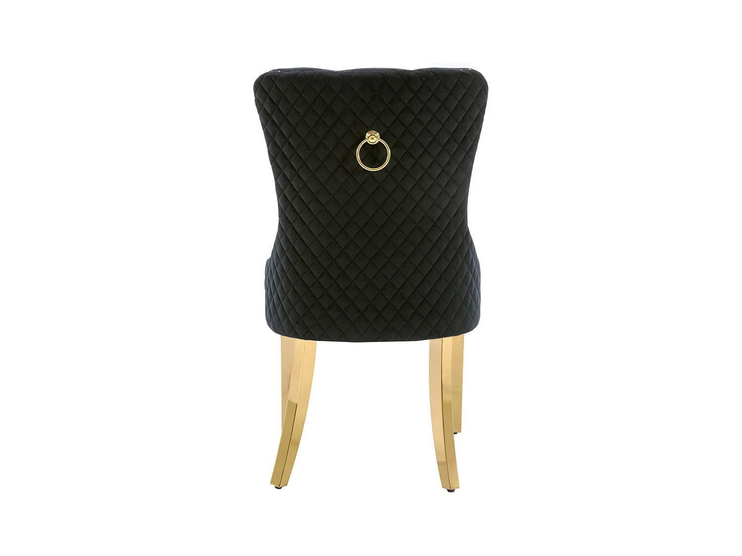 Juego de 4 sillas de comedor, asiento tapizado con ribete de tachuelas, patas de apoyo de acero inoxidable dorado, tapizado de terciopelo, 45x50,5x95cm, Negro