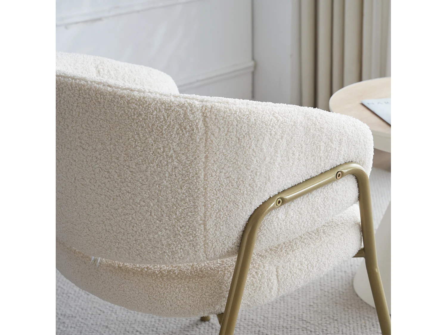 Set di 1 sedia da pranzo moderna in velluto di pelle di agnello Spraygold con finitura oro (1 pezzo), con gambe dorate 49x18x78 cm bianco