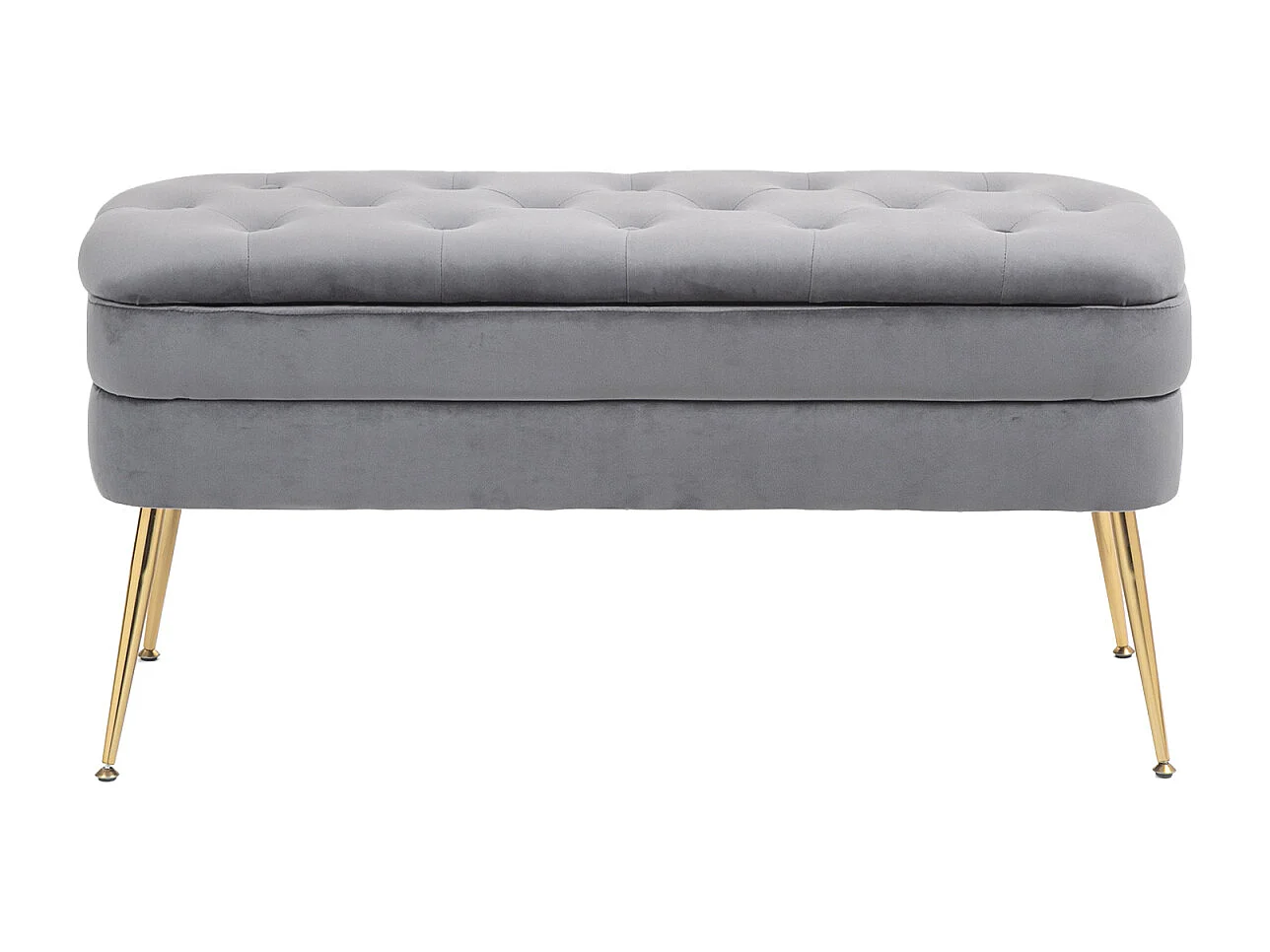 Banc rembourré ottoman de rangement, repose-pied pour entrée, salon et chambre à coucher, en velours, 104x40x51cm, gris
