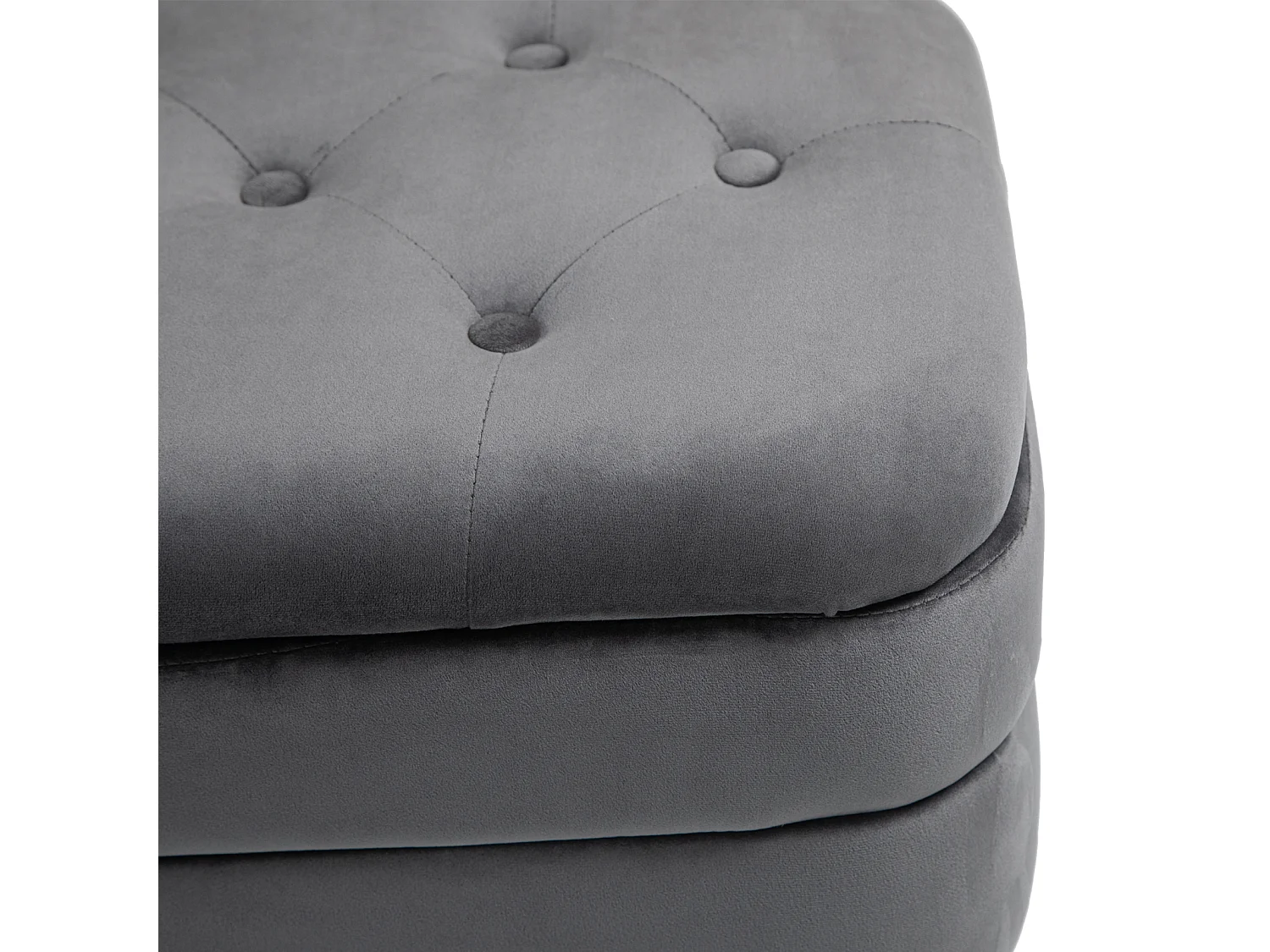 Banc rembourré ottoman de rangement, repose-pied pour entrée, salon et chambre à coucher, en velours, 104x40x51cm, gris