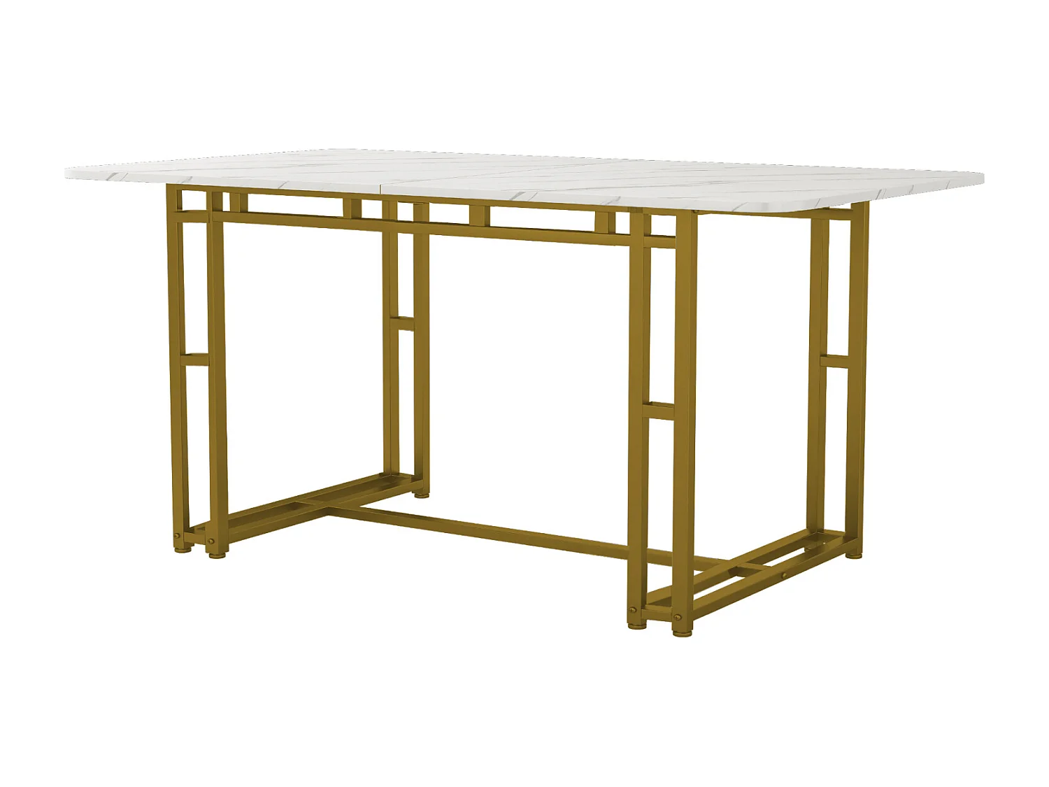 Mesa de comedor rectangular de 120 x 70 cm, estilo lujoso, con tablero de mármol y estructura de metal, para comedor y sala de estar, patas doradas.
