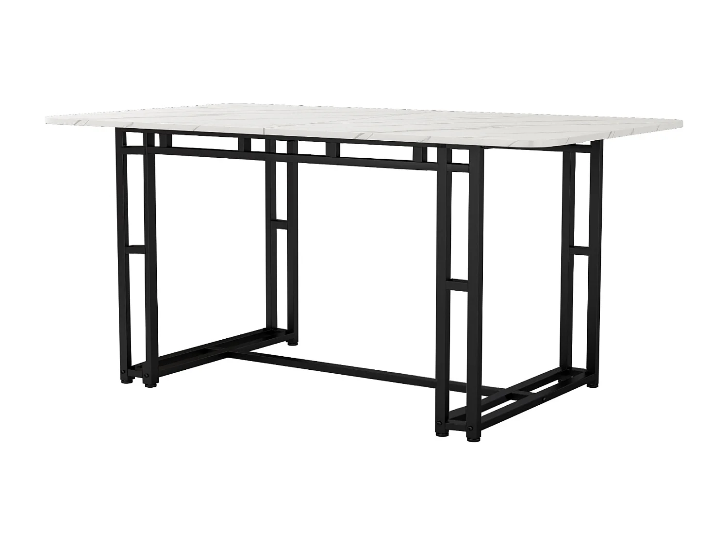 Table de salle à mange rectangulaire 120x70cm - style légère de luxe plateau en marbre Structure en métal pour salle à manger salon, Pieds de table noir
