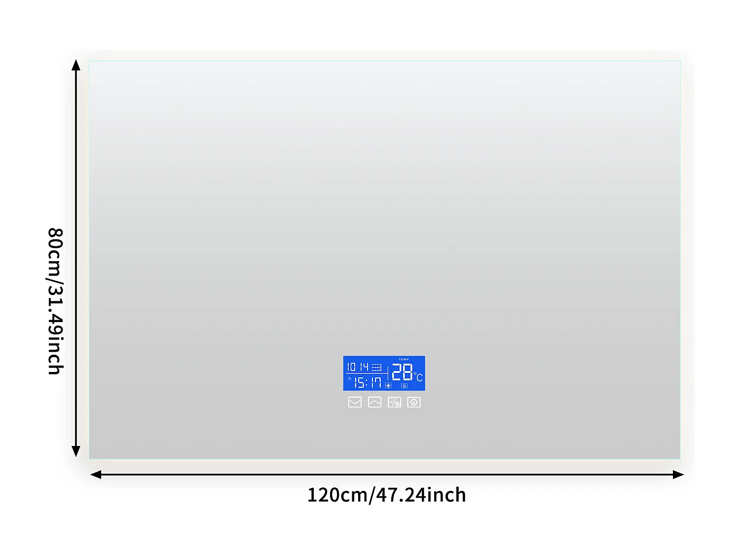 Miroir Salle de Bain avec Éclairage - 120 x 80 cm - Miroir LED Salle de Bain - avec Tactile, Anti-buée, Horloge, Température, Dimmable