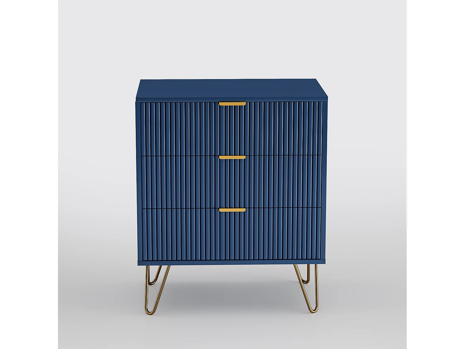 Commode 70x60x40cm - avec 3 tiroirs coulissants, pieds en métal, buffet pour chambre, commode design scandinave - Bleu marine