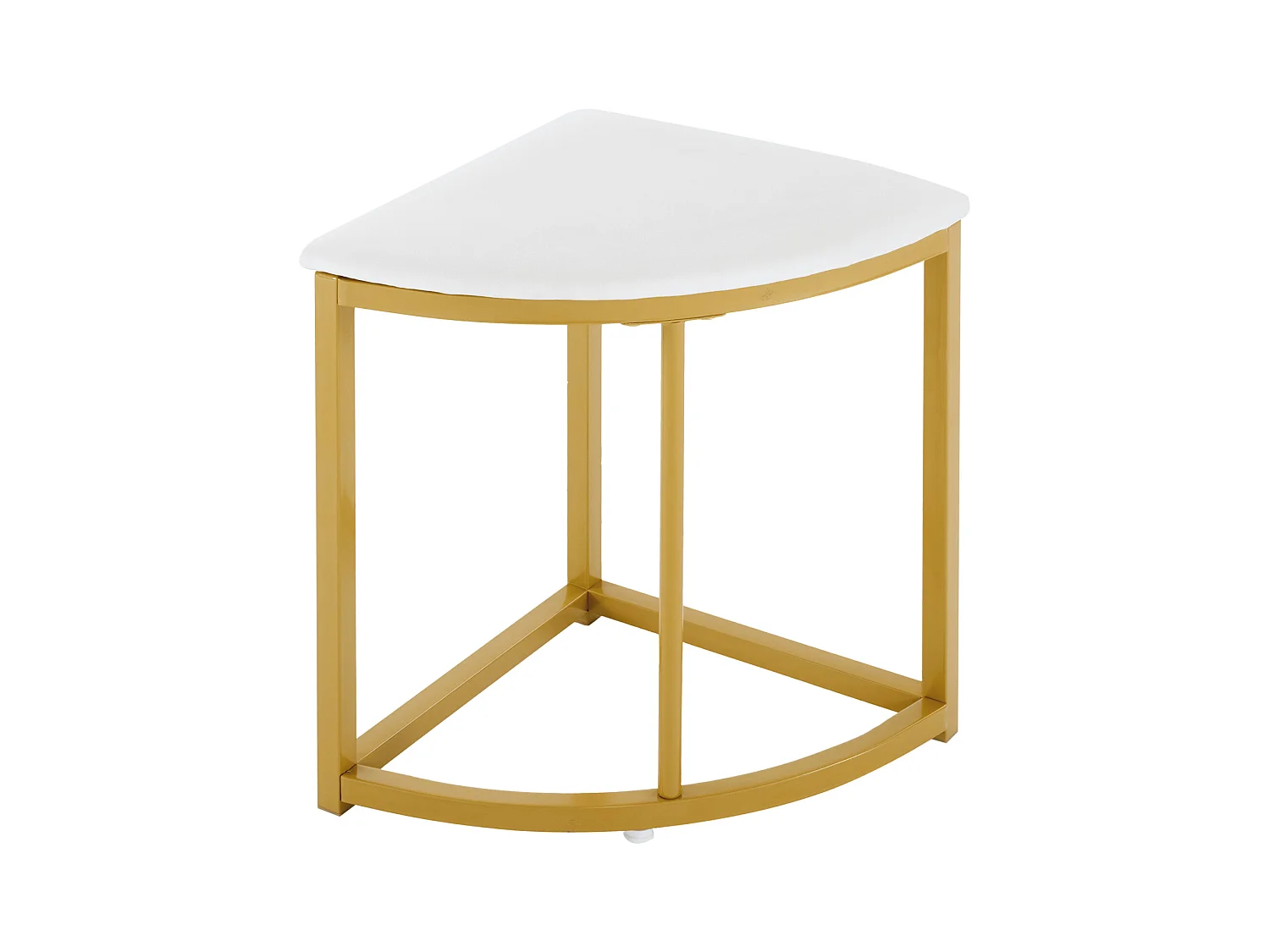 Ensemble table avec 4 chaises, plateau ronde en MDF, cadre en fer plaqué or, chaise en velours, D80x75cm+D33x46cm, blanc