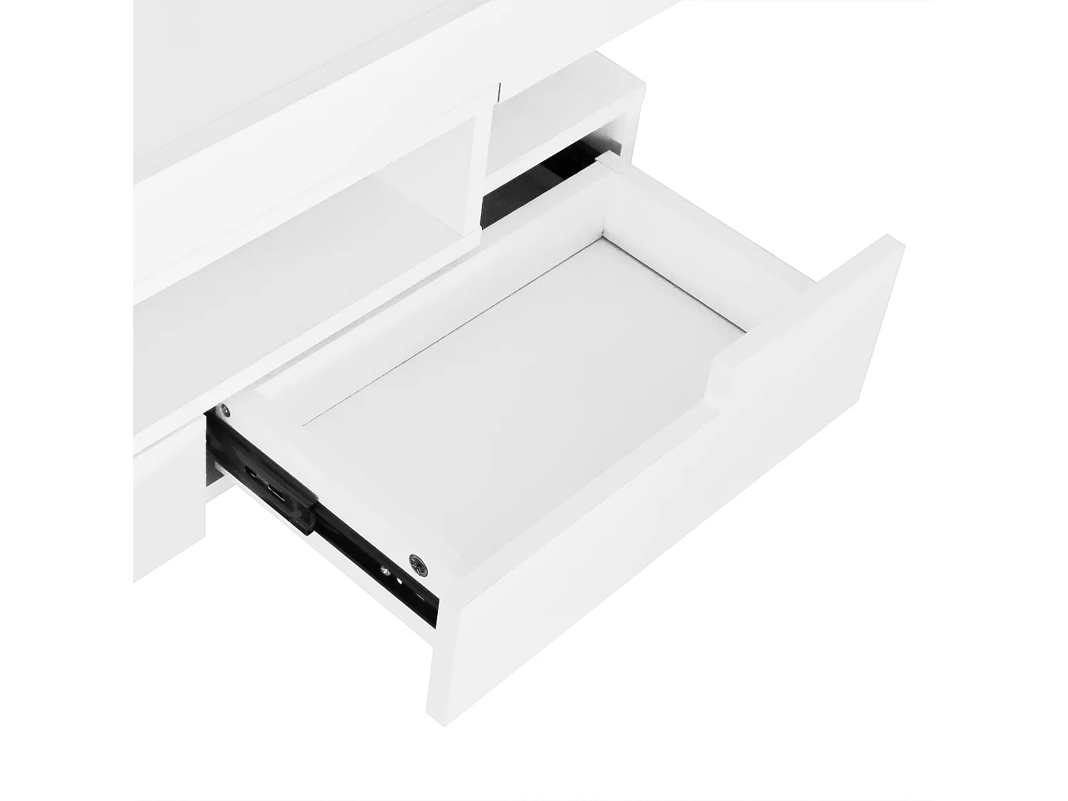 Mesa de centro, acabamento alto brilho, com LED, 4 gavetas na frente e atrás, amplo espaço de armazenamento 80x50x36cm, branca