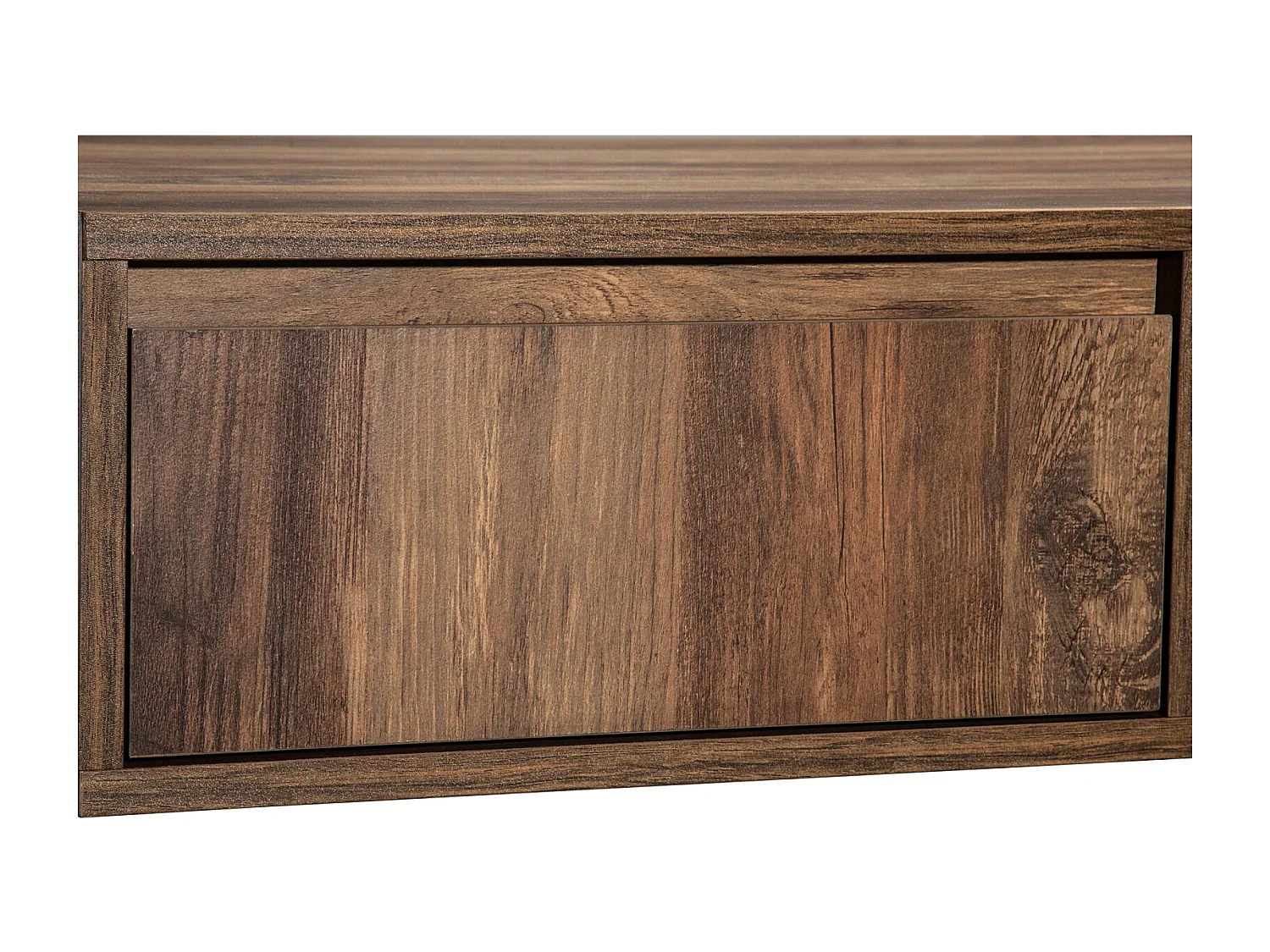 Mesa de centro em madeira granulada, 106,4x40x60cm, com 1 gaveta e compartimentos de arrumação, Preto + Cinza