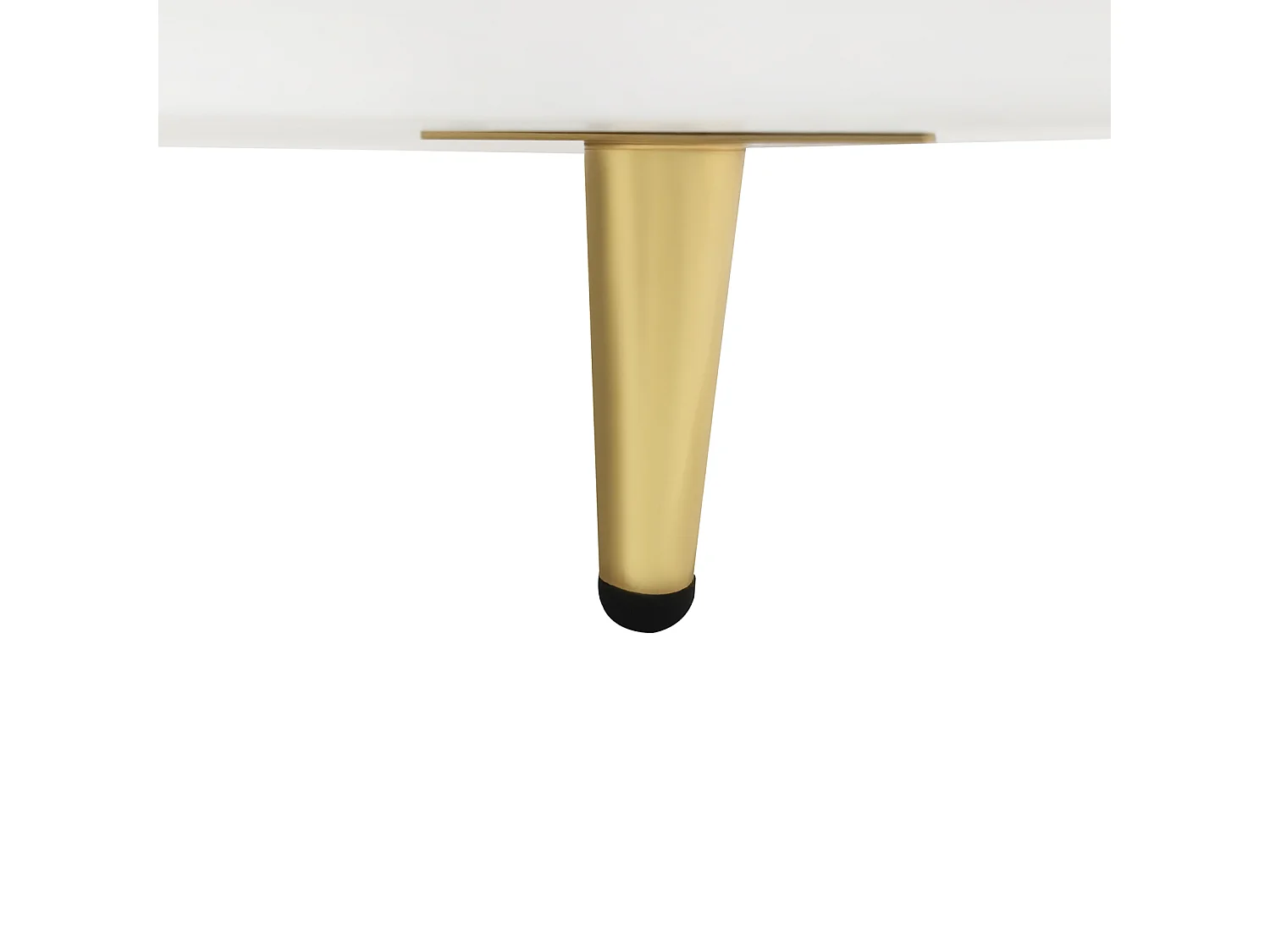 Table basse rectangulaire 100x50x40cm, porte en verre trempé, tiroirs à structure ondulée, oignées et pieds dorés, plateau en structure en marbre, Blanc + Doré