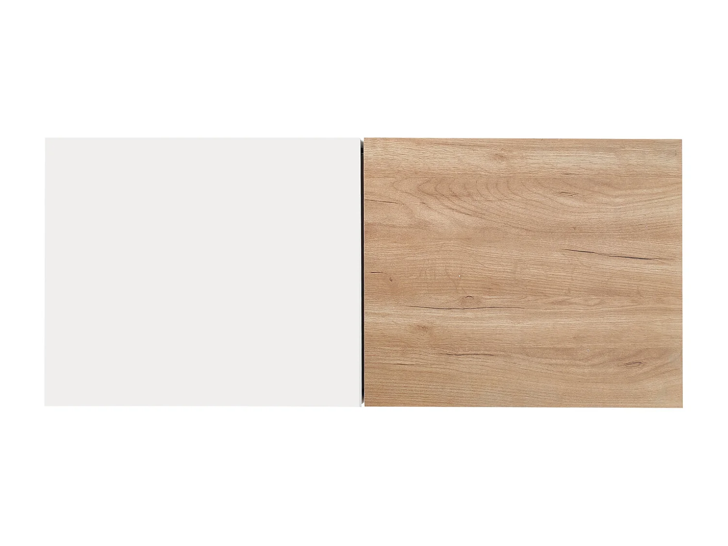 Uitschuifbare salontafel 120x50x37,5cm, rechthoekige salontafel met lades, kleurblokstructuur, Naturel