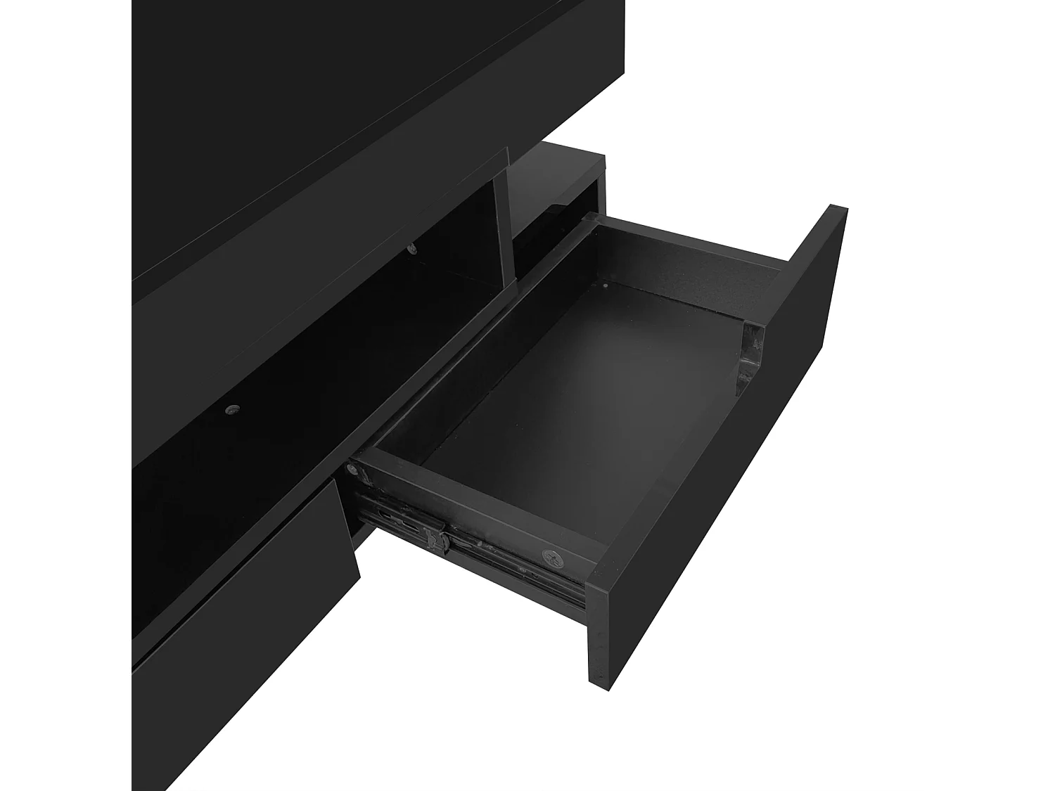 Table basse, finition brillante, avec LED, 4 tiroirs à l'avant et à l'arrière, grand espace de rangement 80x50x36cm, noir
