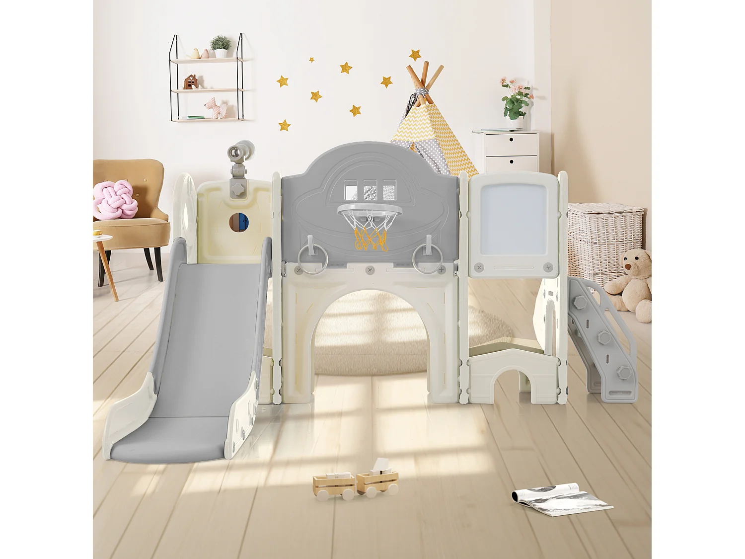 Jouet d'escalade pour enfants 10 en 1 avec toboggan, autoportant, escalade, jeu de forage,  vert