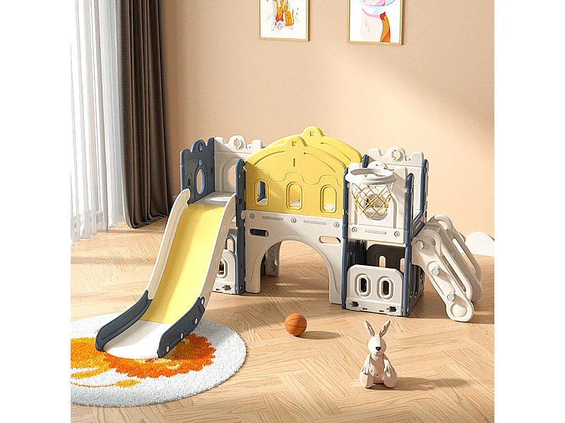 Scivolo per bambini 6 in 1, HDPE, blu+giallo