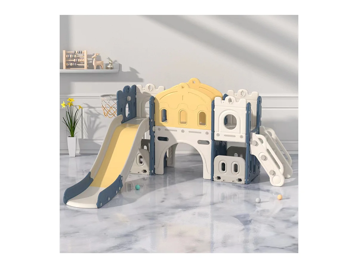 Toboggan pour enfants 6 en 1, HDPE  ,Bleu+Jaune