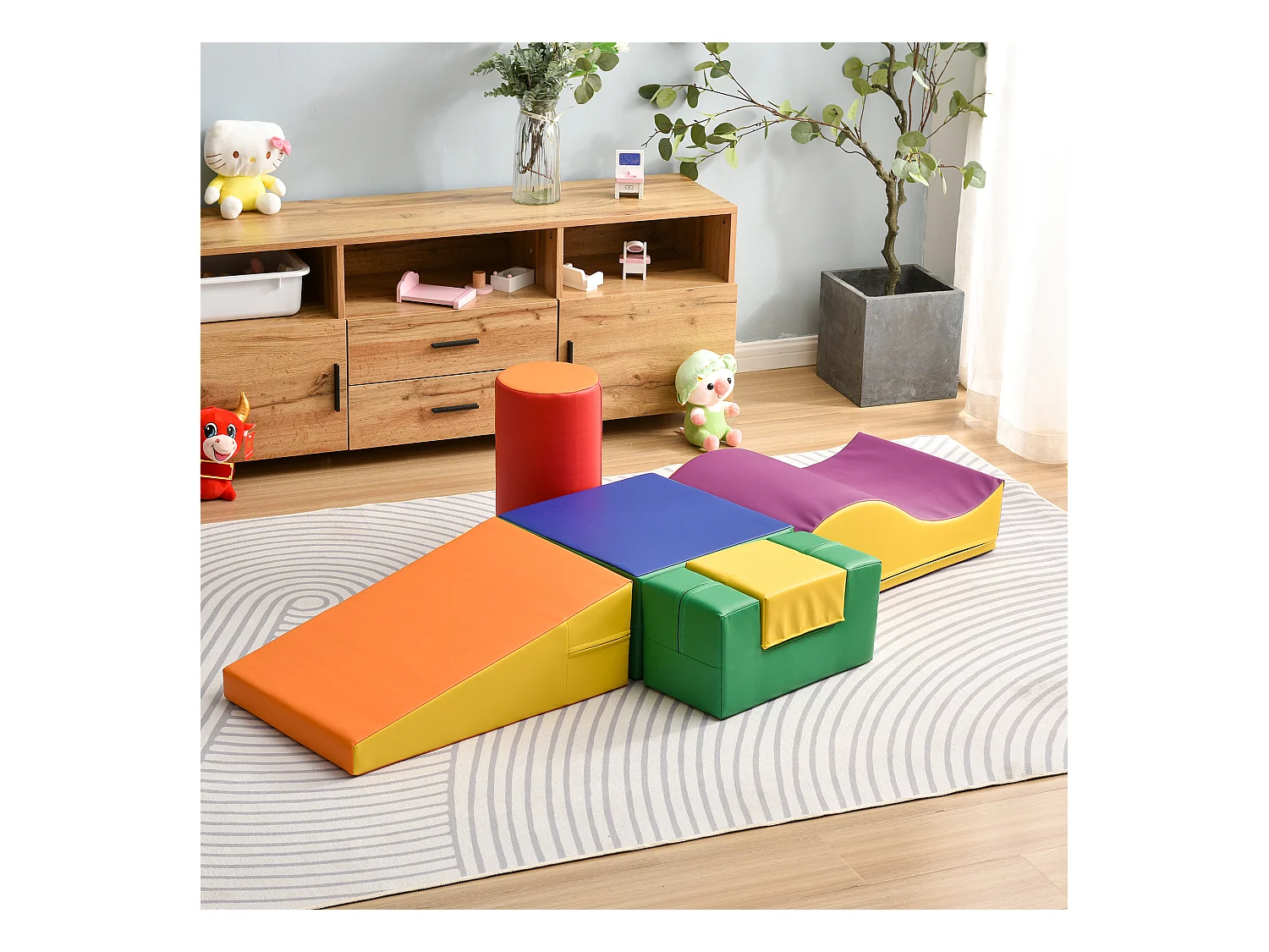 pezzi di blocchi da costruzione morbidi giganti per parco giochi, moduli per correre e arrampicarsi, PU - Arancione