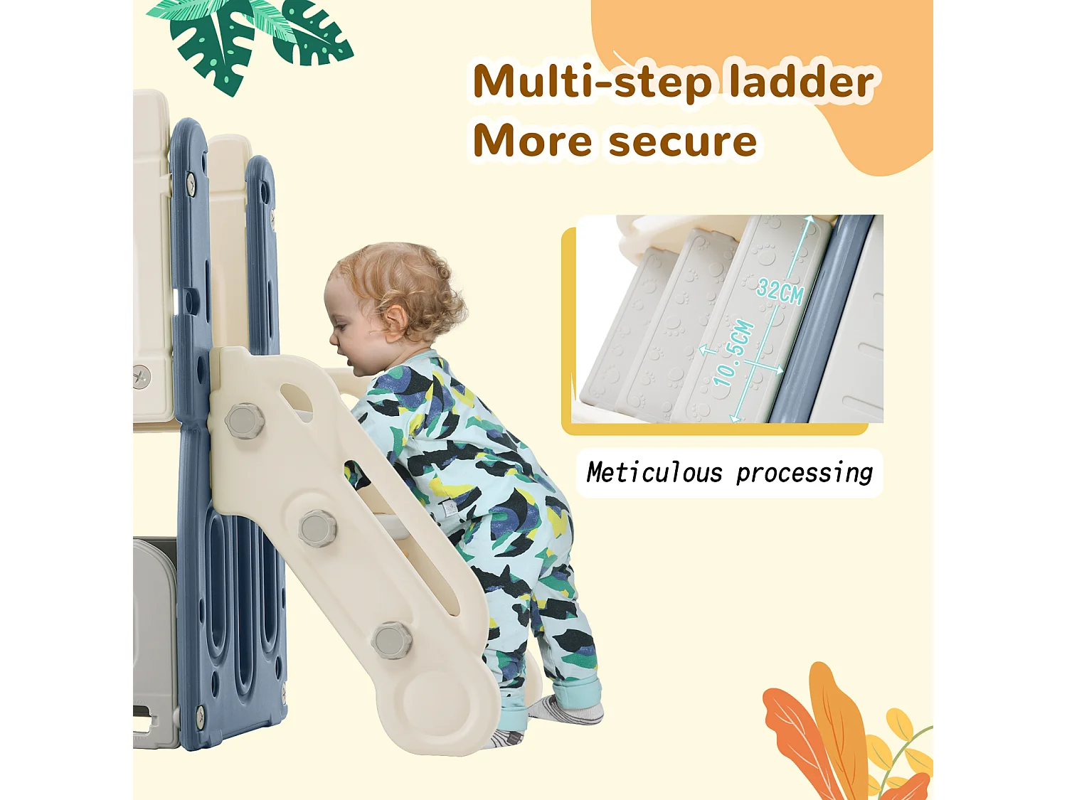 Toboggan pour enfants 6 en 1 - Avec panier de basket, toboggan, tour d'escalade, en PEHD (balles de mer non exclues) - Bleu