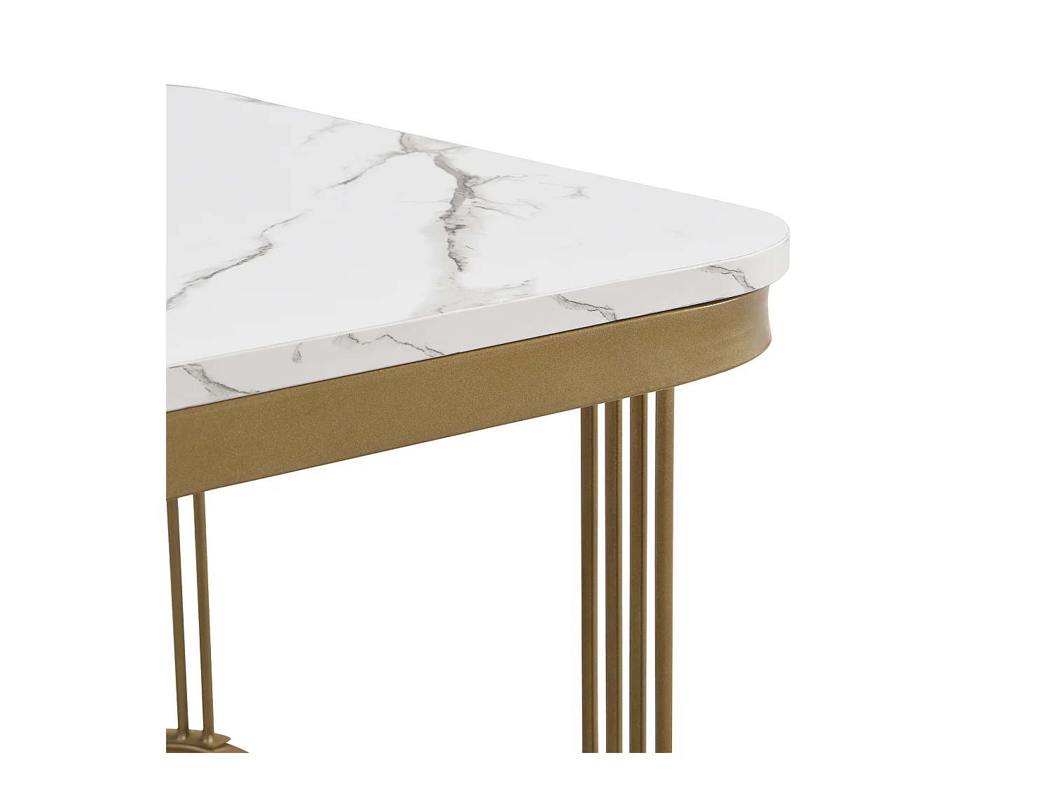 Set van 2 in elkaar passende salontafels, vierkant, 60 cm, met marmerlook blad, glanzend, lades, metalen poten, voor woonkamer en eetkamer - wit