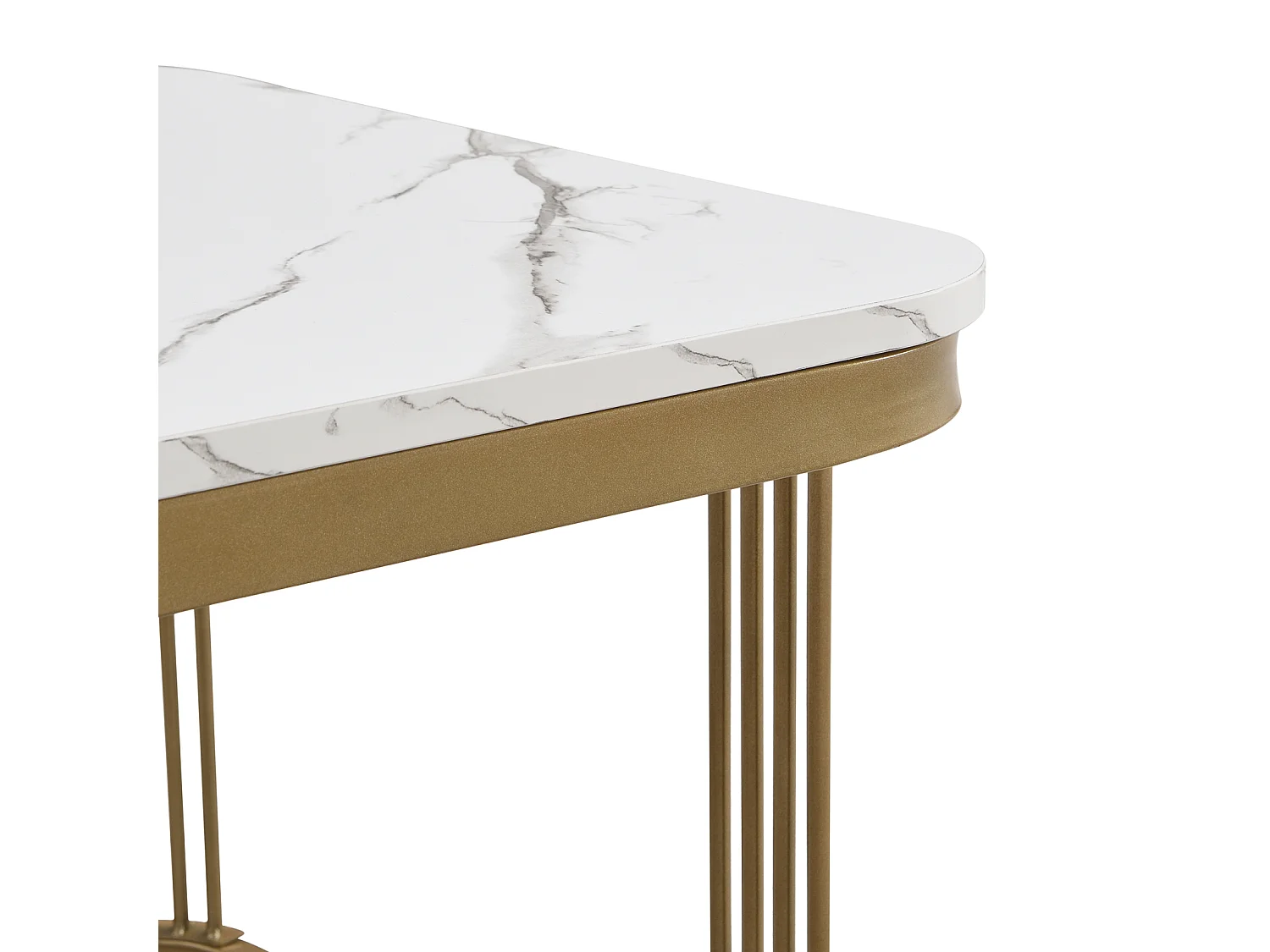 Lot de 2 Table basse gigogne, carrée, 60cm, avec plateau de effet marbre, brillante, tiroirs, pieds en métal, pour Salon, Manger - Blanc