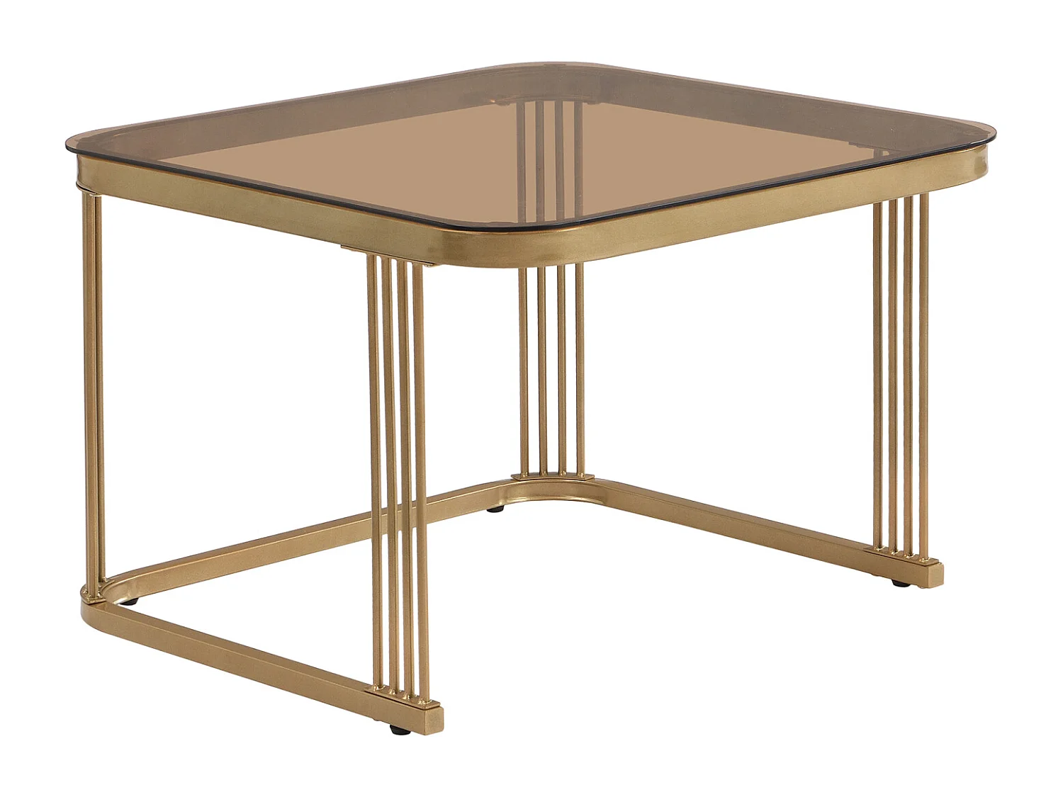 Lot de 2 tables basses gigogne, aspect marbre et plateau en verre, accents dorés, avec 1 tiroir, 60x60x45cm+50x50x34cm, blanc