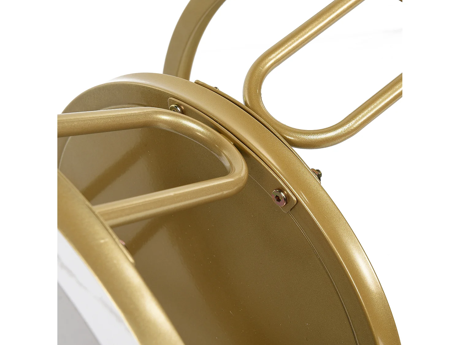 Conjunto de 2 mesas de centro encaixáveis, mesa redonda, tampo em mármore, perna em ferro em forma de U, D70x45+P45x40cm dourado