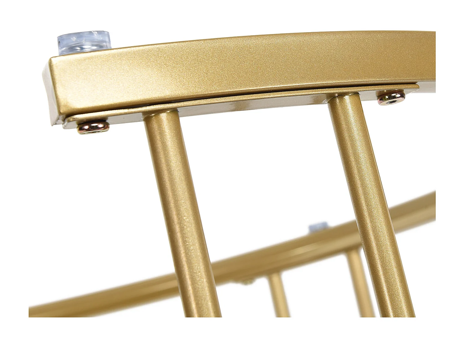 Conjunto de 2 mesas de centro encaixáveis, mesa redonda, tampo em mármore, perna em ferro em forma de U, D70x45+P45x40cm dourado