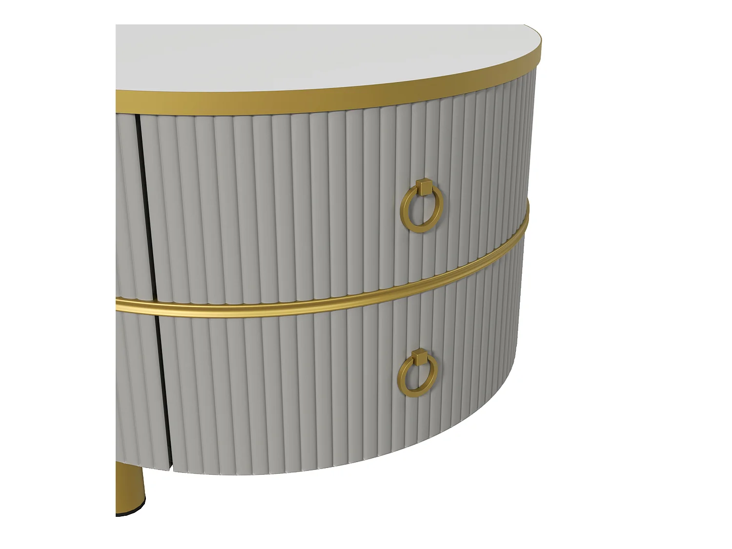 Juego de 2 mesas de centro nido redondas, 70x50 cm - con tapa de cristal marrón, 2 cajones, diseño moderno - gris