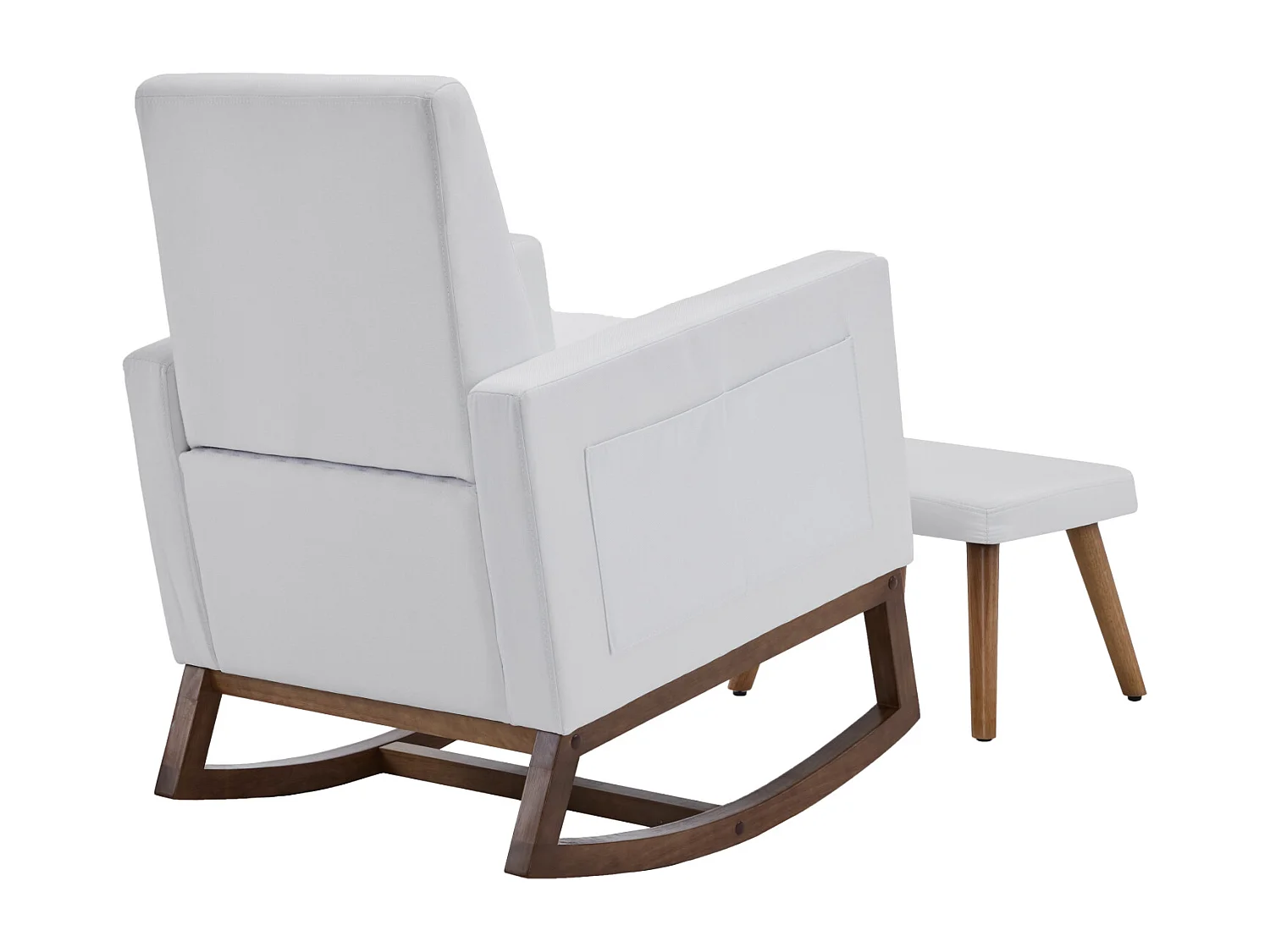 Fauteuil à bascule - chaise longue avec repose-pieds, avec sac de rangement - 65.5x84x92.5cm - en velours blanc