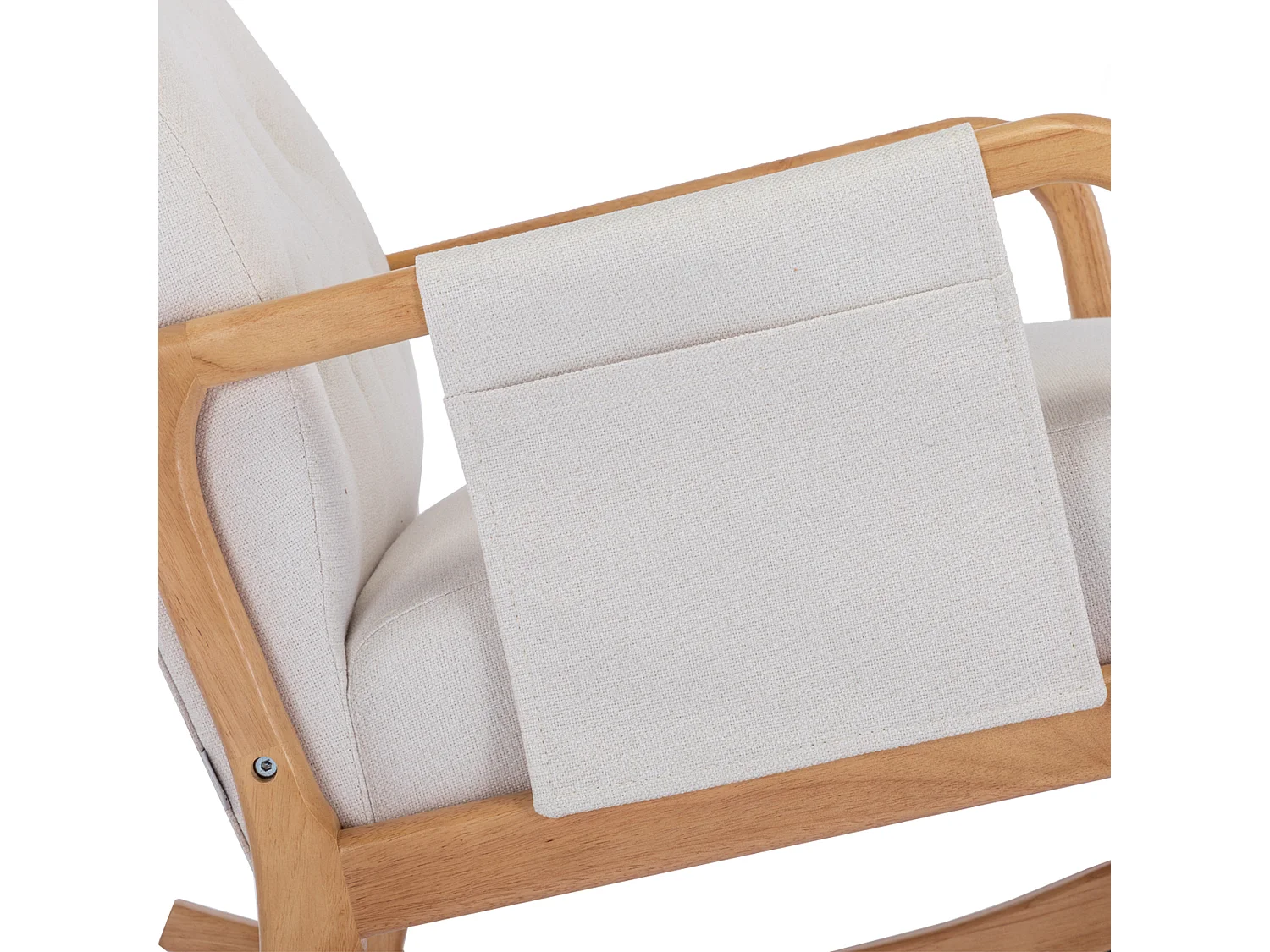 Fauteuil à bascule confortable avec ottoman, Rocking chair mousse avec rembourrage en lin, supporte 300 lb 65x85x94cm, Beige
