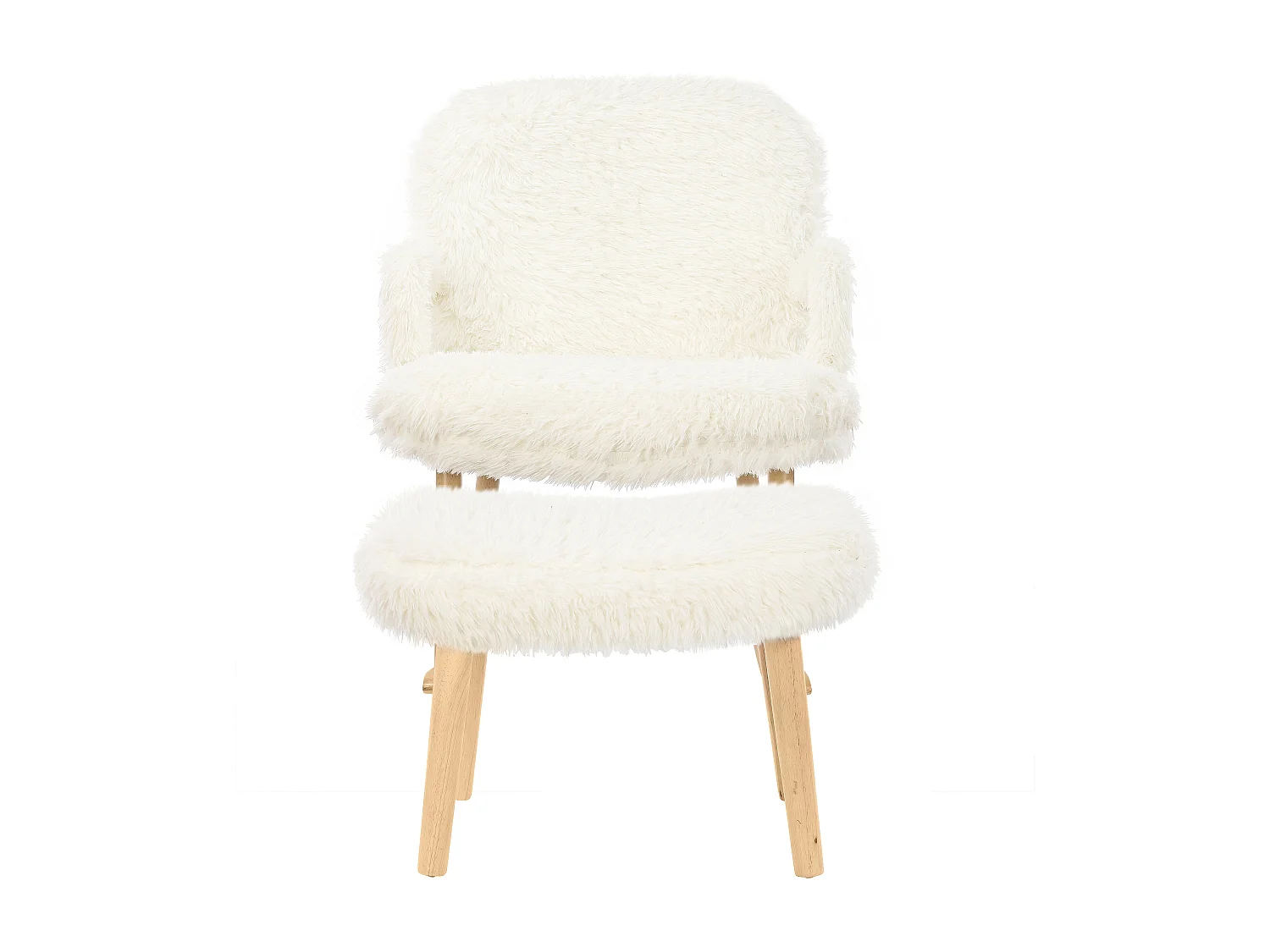 Teddy Plush Rocking Chair - Sedia a dondolo con poggiapiedi, gambe in legno massello - comoda 65x96,5x85cm - Bianco