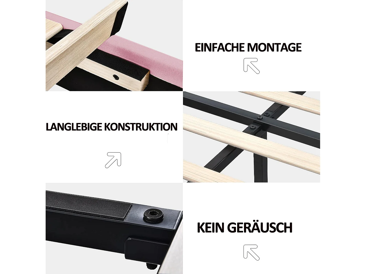 Lit capitonné avec lampes LED pour adulte - cadre de lit flottant avec sommier à lattes et tête de lit avec 2 porte USB - rose 160x200cm