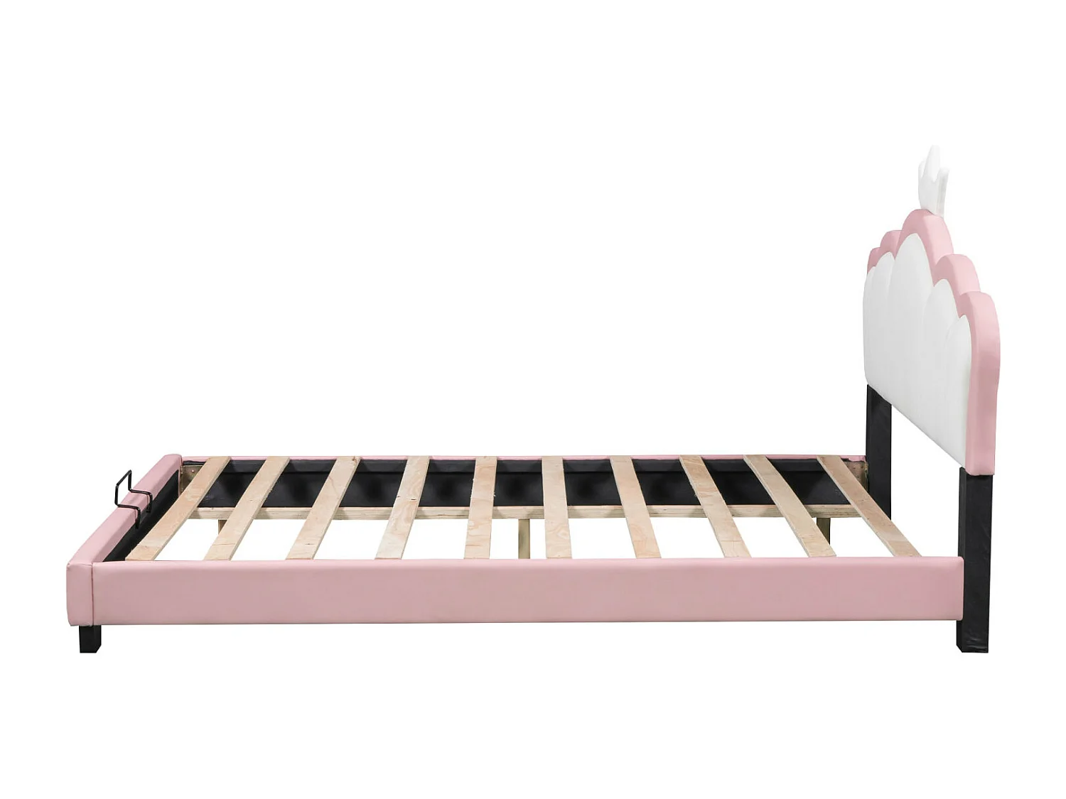 Lit 140x200cm - Lit d'Enfant avec Tête de Lit en Forme de couronne + Sommier à Lattes - Rose