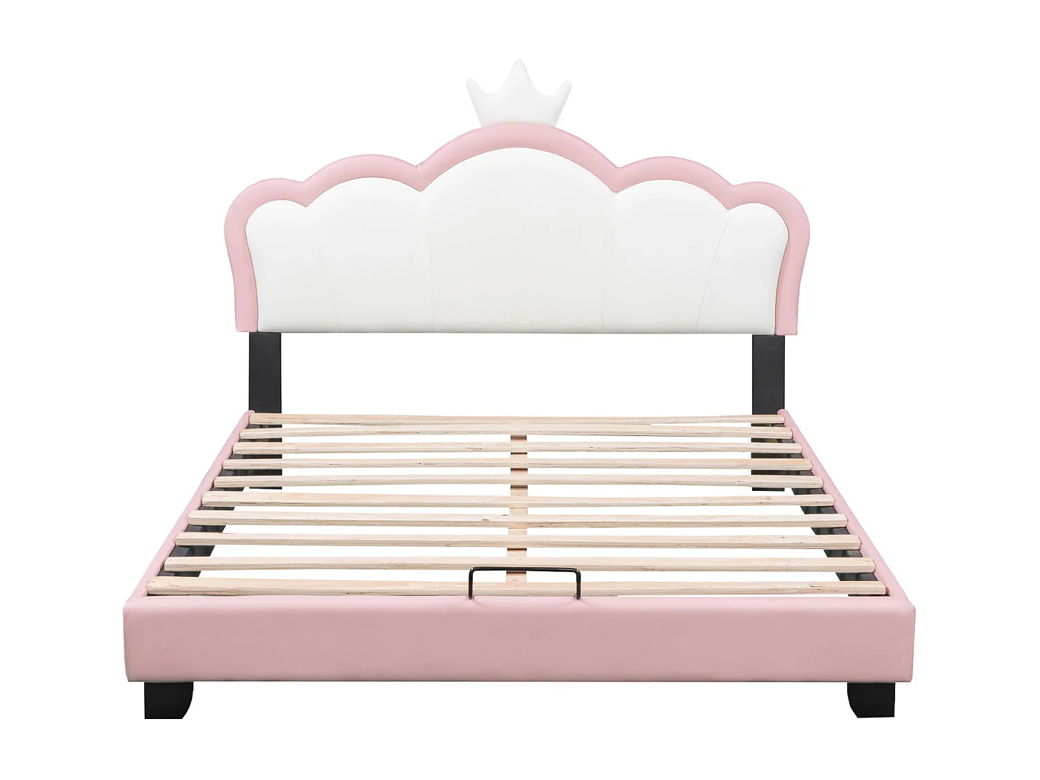 Lit 140x200cm - Lit d'Enfant avec Tête de Lit en Forme de couronne + Sommier à Lattes - Rose