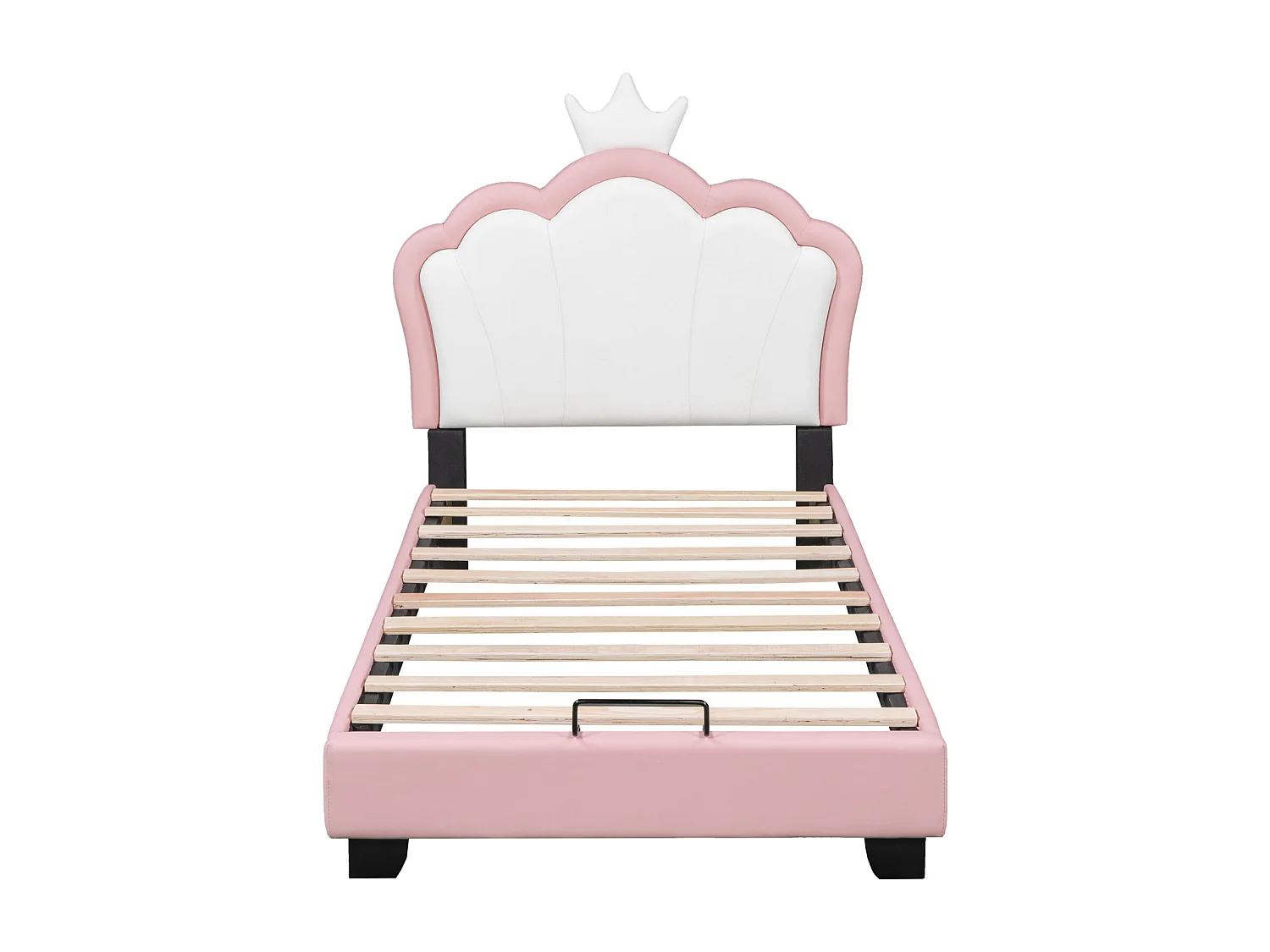 Lit 90x200cm - Lit d'Enfant avec Tête de Lit en Forme de couronne + Sommier à Lattes - Rose