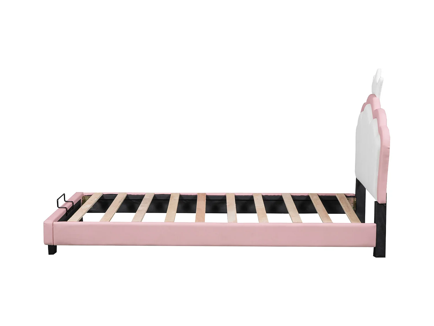 Lit 90x200cm - Lit d'Enfant avec Tête de Lit en Forme de couronne + Sommier à Lattes - Rose