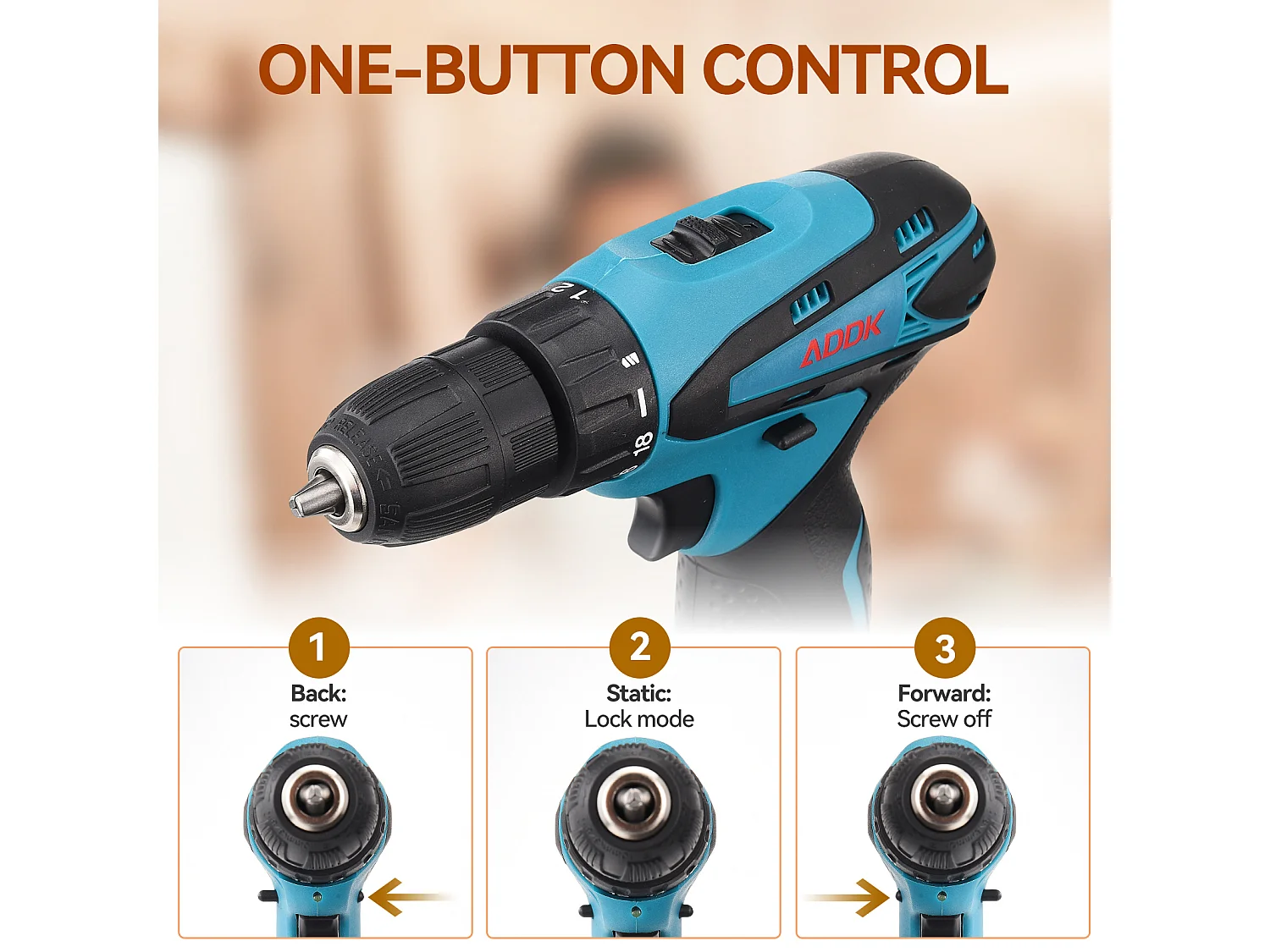 Perceuse Visseuse sans Fil avec lumière LED- 12V - Deux 1.5Ah Batteries - 30 accessoires - moteur brossé - bleu