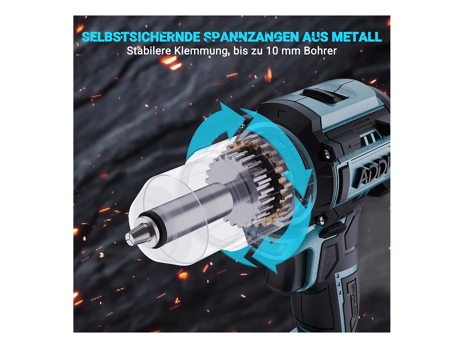 350 W 21 V Bohrschrauber 24+3 Modus – 3 Geschwindigkeitsstufen, 0 – 1850 U/min, max. Drehmoment 65 Nm, tragbare Bohrmaschine – Blau (2 Akkus)