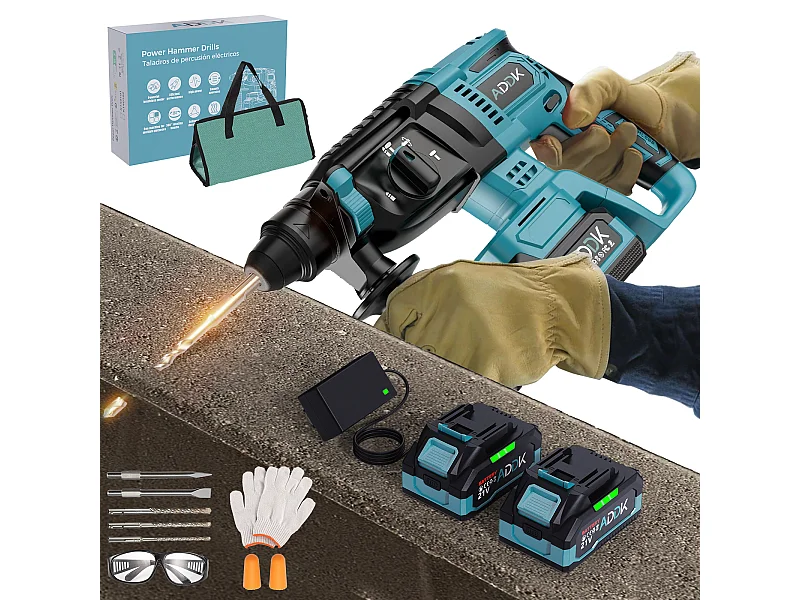 600 W 21 V 4,0 Ah Bohrhammer - Maximale Drehzahl 1500 U/min, Optimaler Bohrbereich 8-16 mm, 3 Betriebsarten - Blau