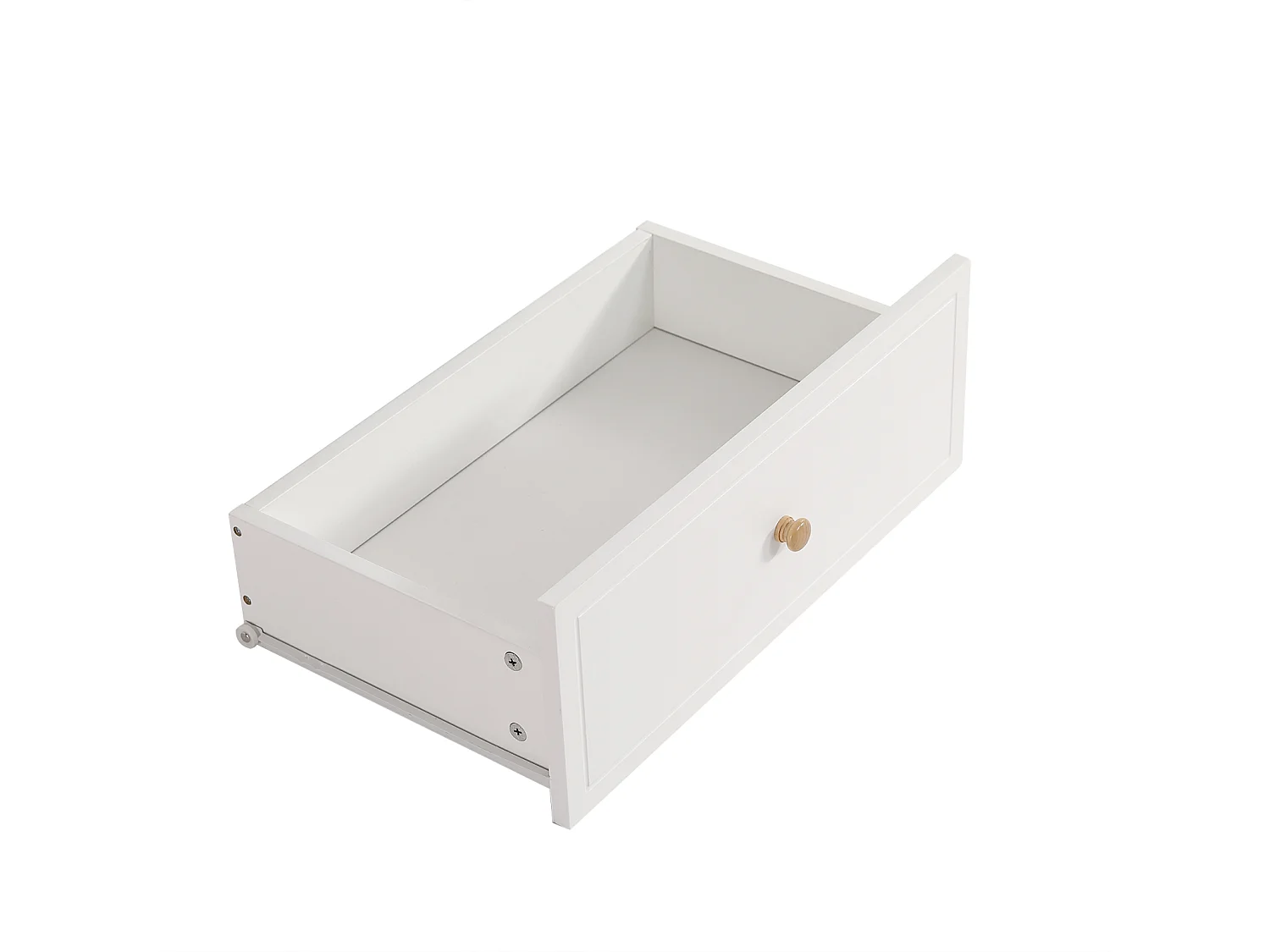 Table de chevet avec 2 tiroirs, 60x40x51.5cm, patins silencieux, pour le séjour et la chambre, MDF+aggloméré, blanc+naturel