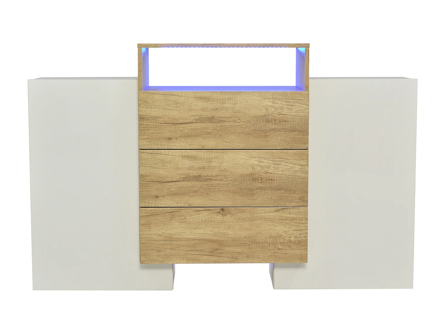 Mueble de salón tipo buffet Aparador Cómoda moderna de madera estructurada con cajones de almacenaje - L 140 x P 30 x H 78 cm