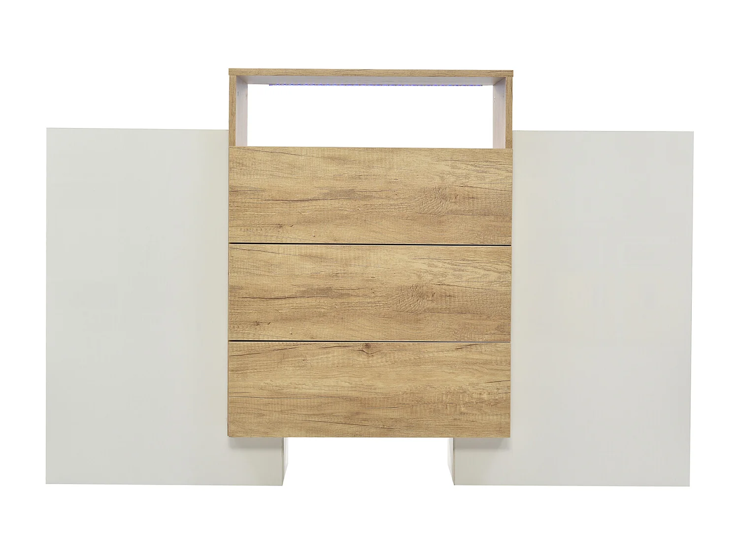 Mobiletto per soggiorno a buffet Credenza Cassettiera moderna in legno strutturato con cassetti portaoggetti - L 140 x P 30 x H 78 cm