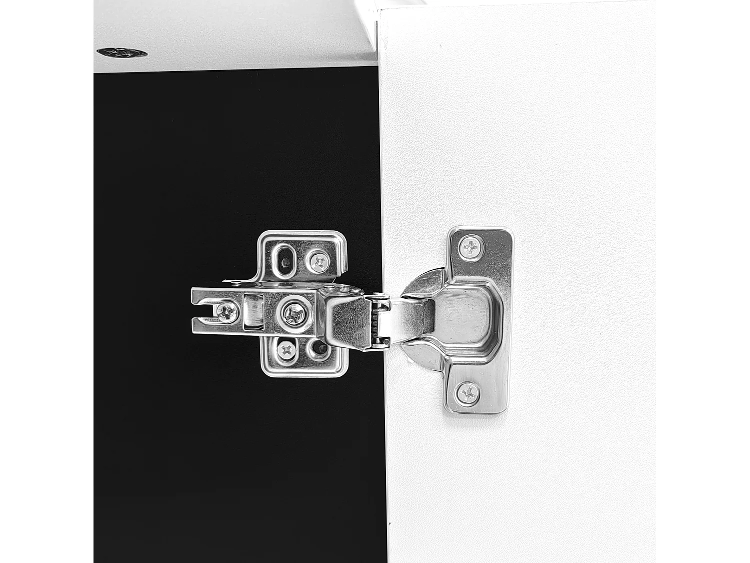 Buffet blanc brillant, buffet moderne et simple avec 2 portes et 4 tiroirs, facile à nettoyer, idéal pour le salon ou la salle à manger