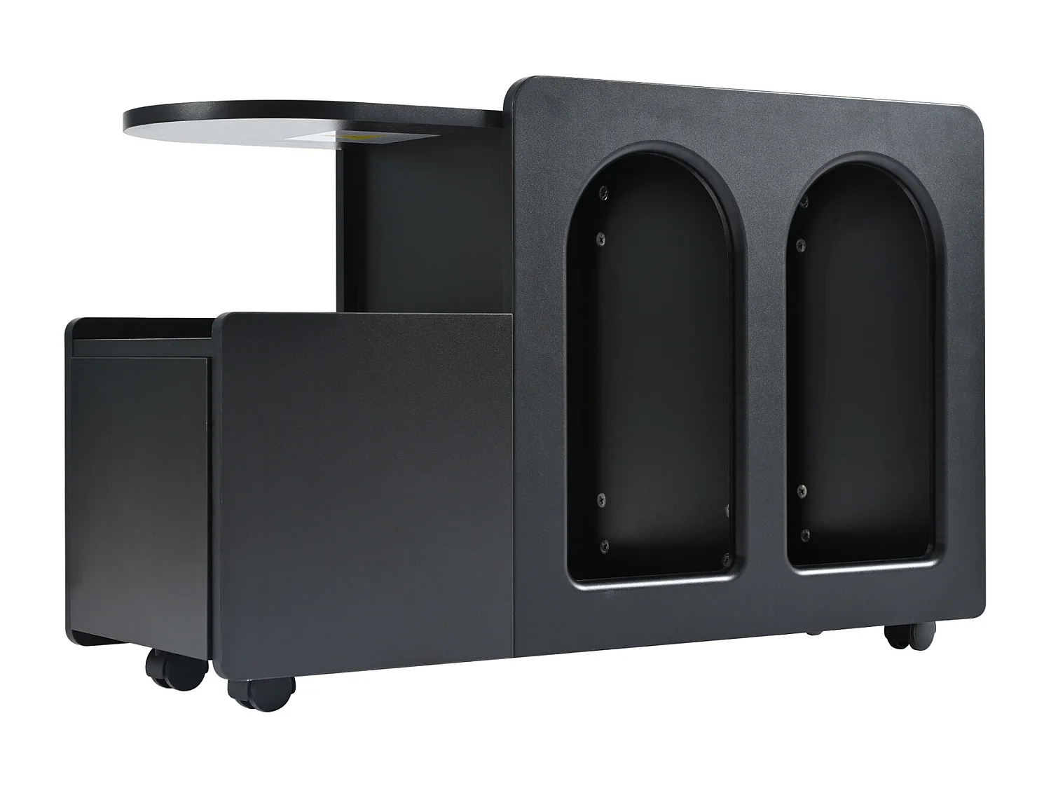 Salontafel 82x30x53cm - Zijkast op wielen, - Zwart