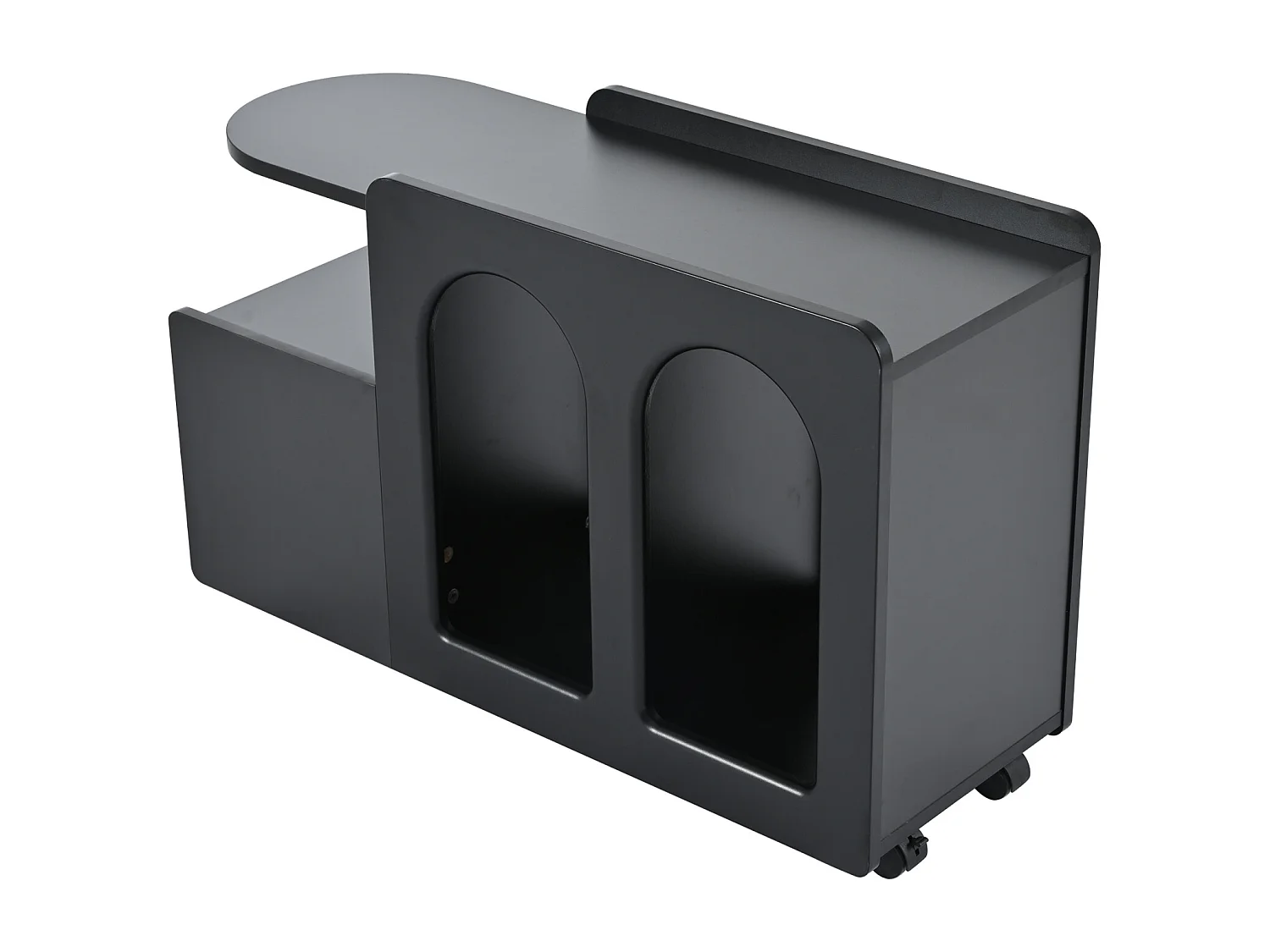 Salontafel 82x30x53cm - Zijkast op wielen, - Zwart