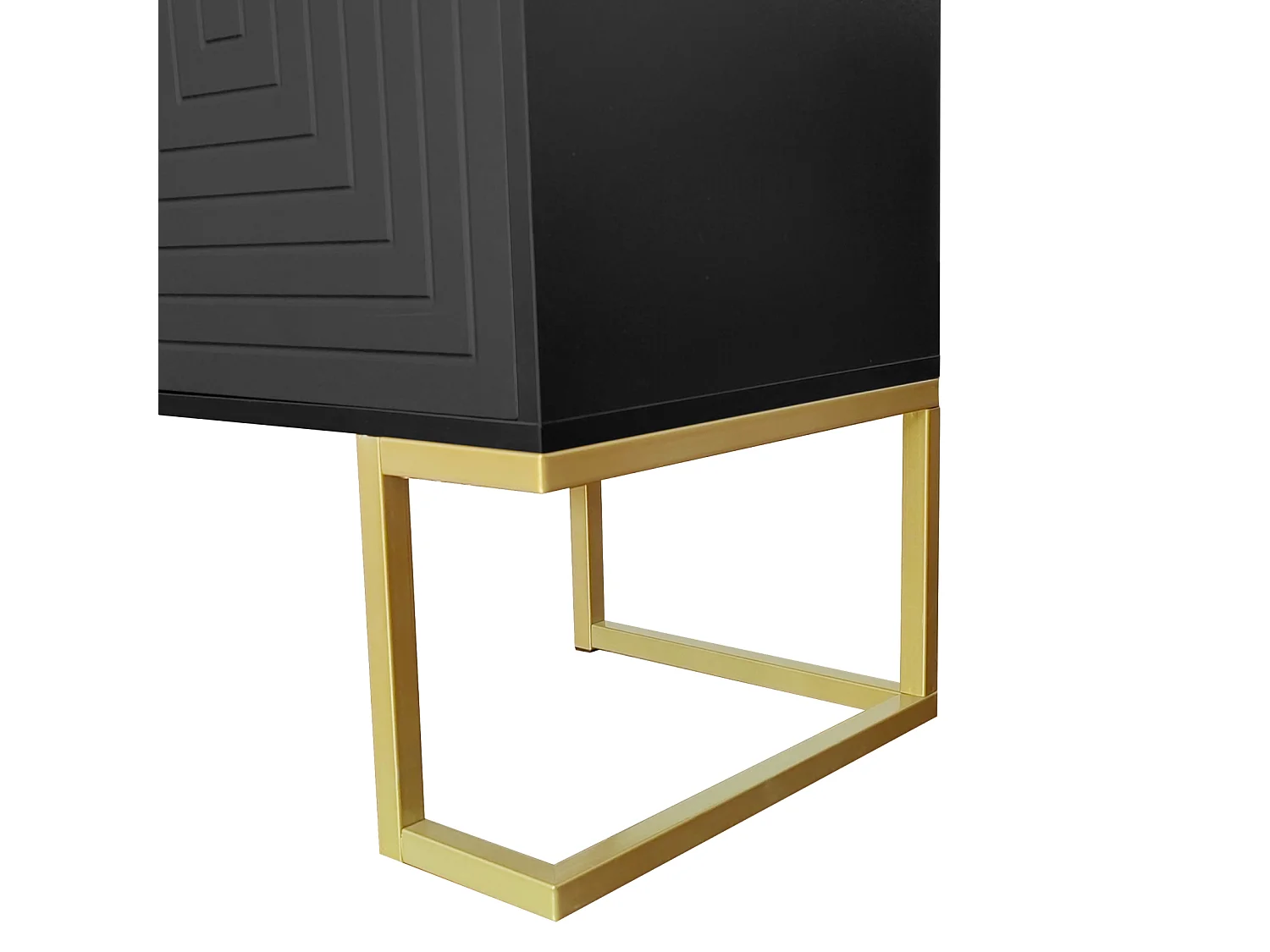 Credenza 138x40x80,5cm, mobile con 3 ante, ripiani regolabili, ante a U, base in metallo, nero