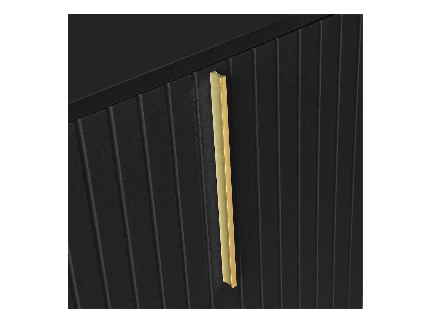 Aparador 138x40x80,5cm, mueble con 3 puertas, estantes regulables, puertas en forma de U, base de metal, color negro