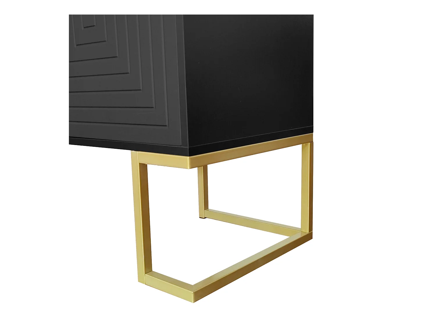 Aparador 138x40x80,5cm, mueble con 3 puertas, estantes regulables, puertas en forma de U, base de metal, color negro