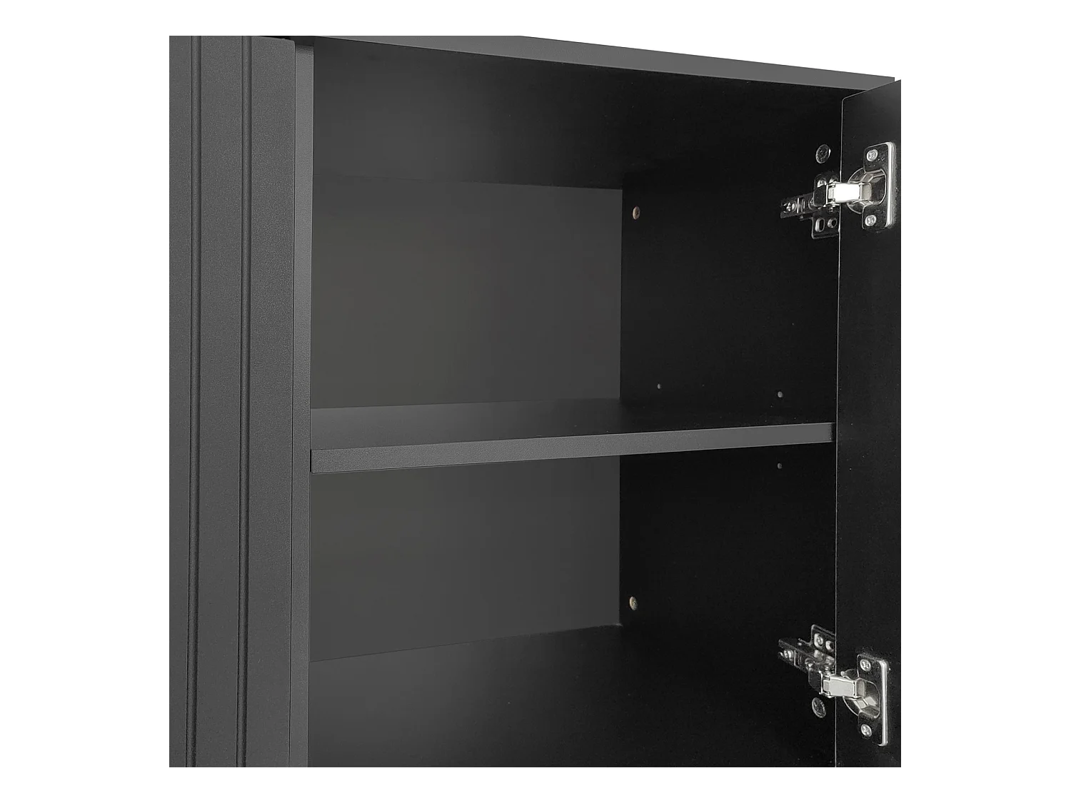 Aparador 138x40x80,5cm, mueble con 3 puertas, estantes regulables, puertas en forma de U, base de metal, color negro