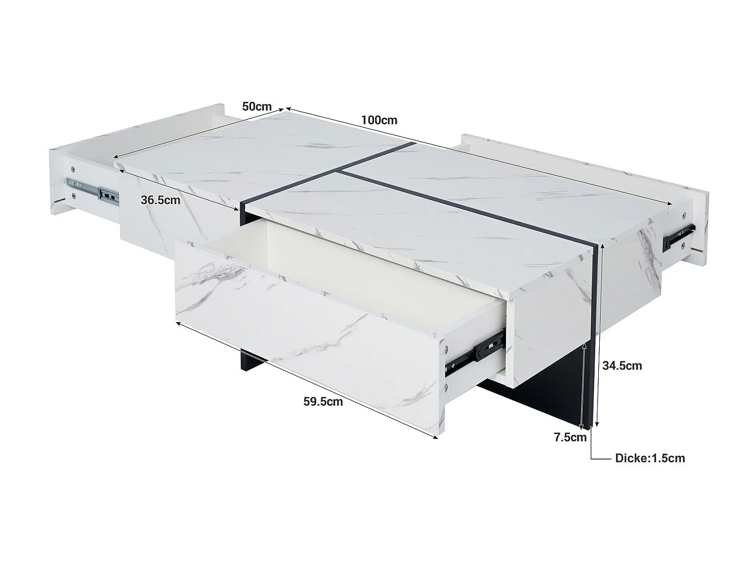 Salontafel - met app-gestuurd LED-verlichtingssysteem - Wit