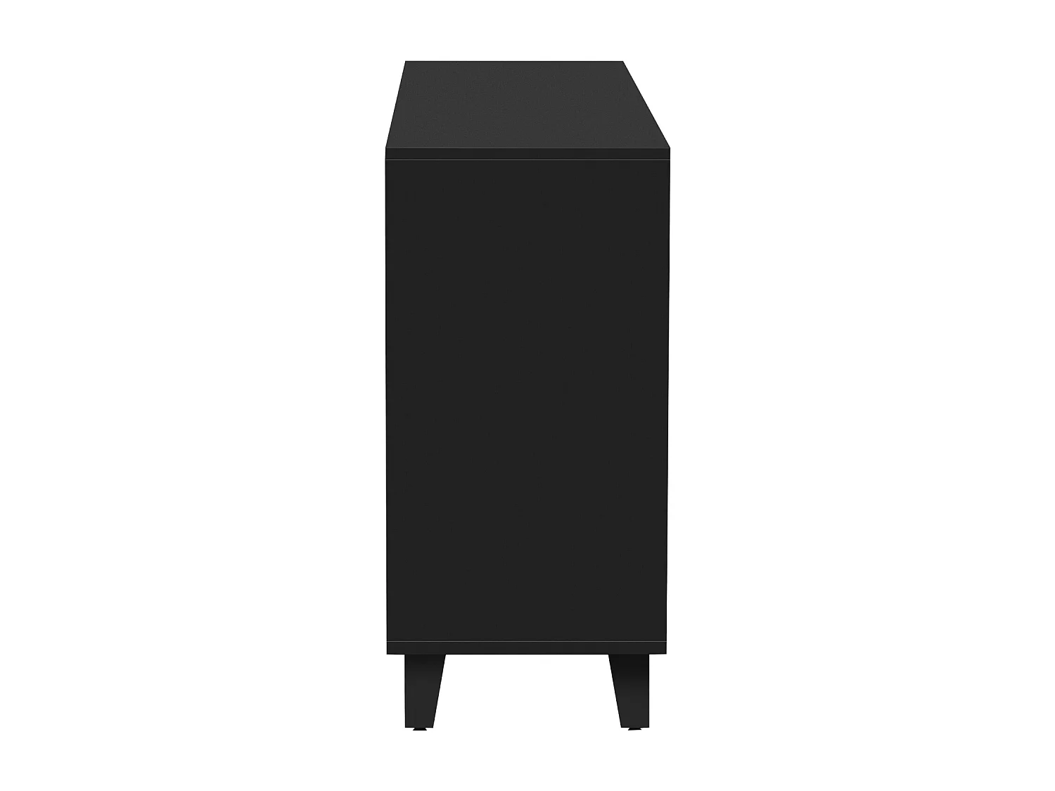 Credenza 160x40x81cm, con 4 ante a specchio, laminato mobile, maniglie in cristallo freddo, per soggiorno e sala da pranzo, nero