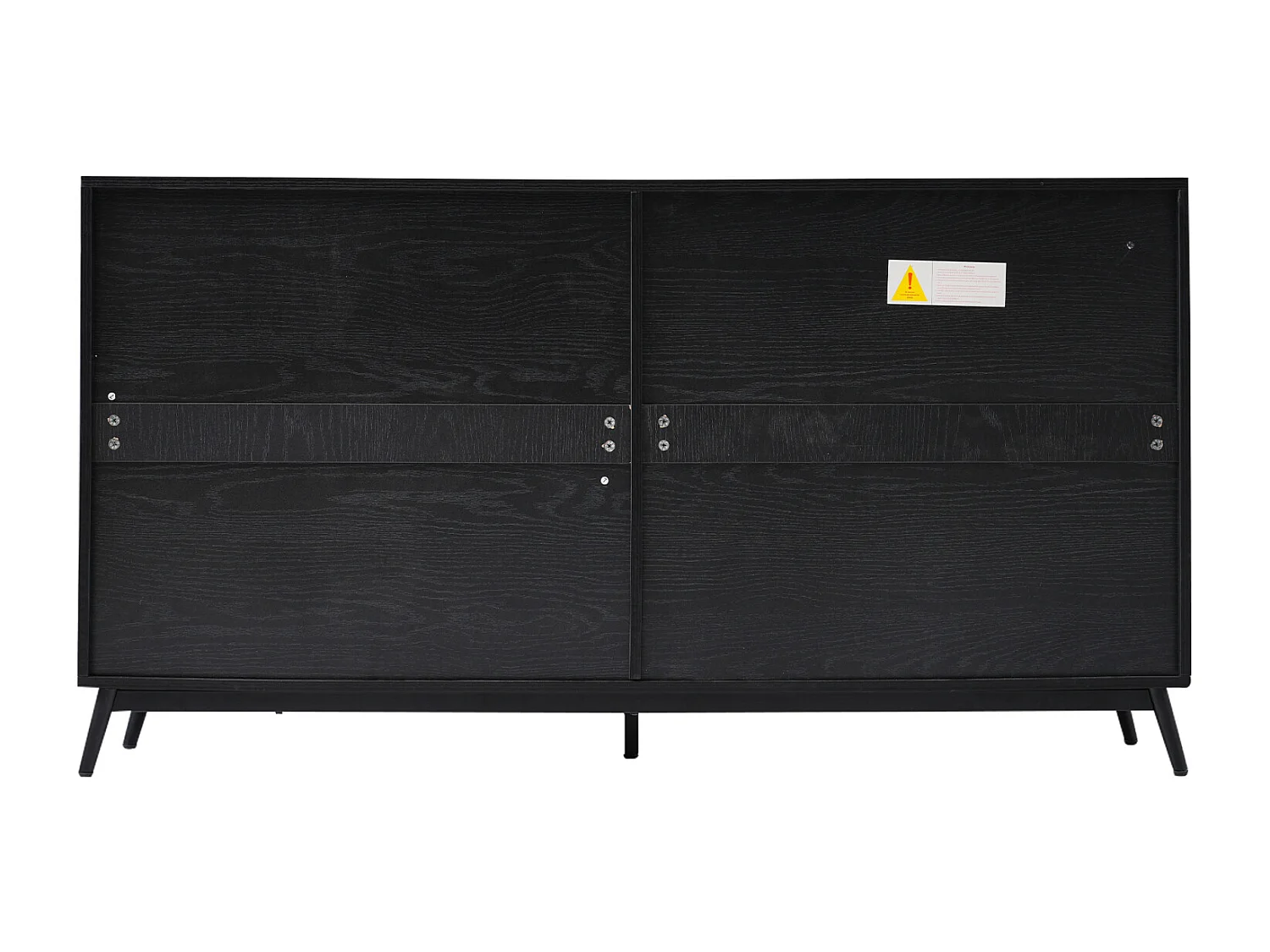 Buffet 160x40x80cm, avec 3 portes en verre en rotin, 2 portes demi-ronde, haute qualité, noir