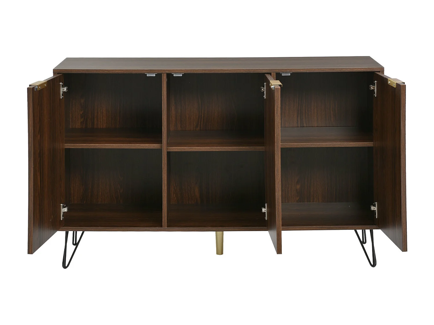 Aparador con 3 puertas - Espacio de almacenamiento elegante y generoso - Pequeño armario color madera + negro 120x76,5x38 cm